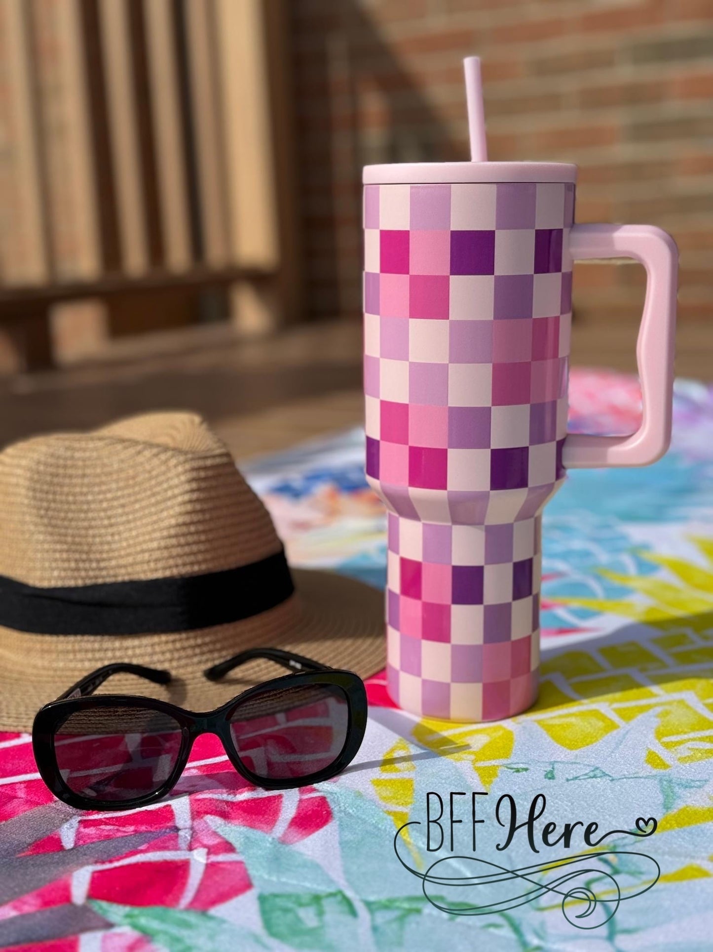 Pink Pixel Tumbler - BFF Here