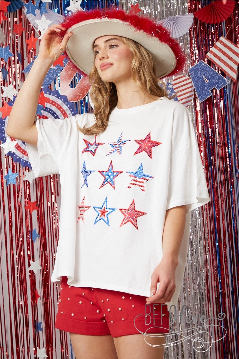 Star-Spangled Tee: Patriotic Glamour - BFF Here