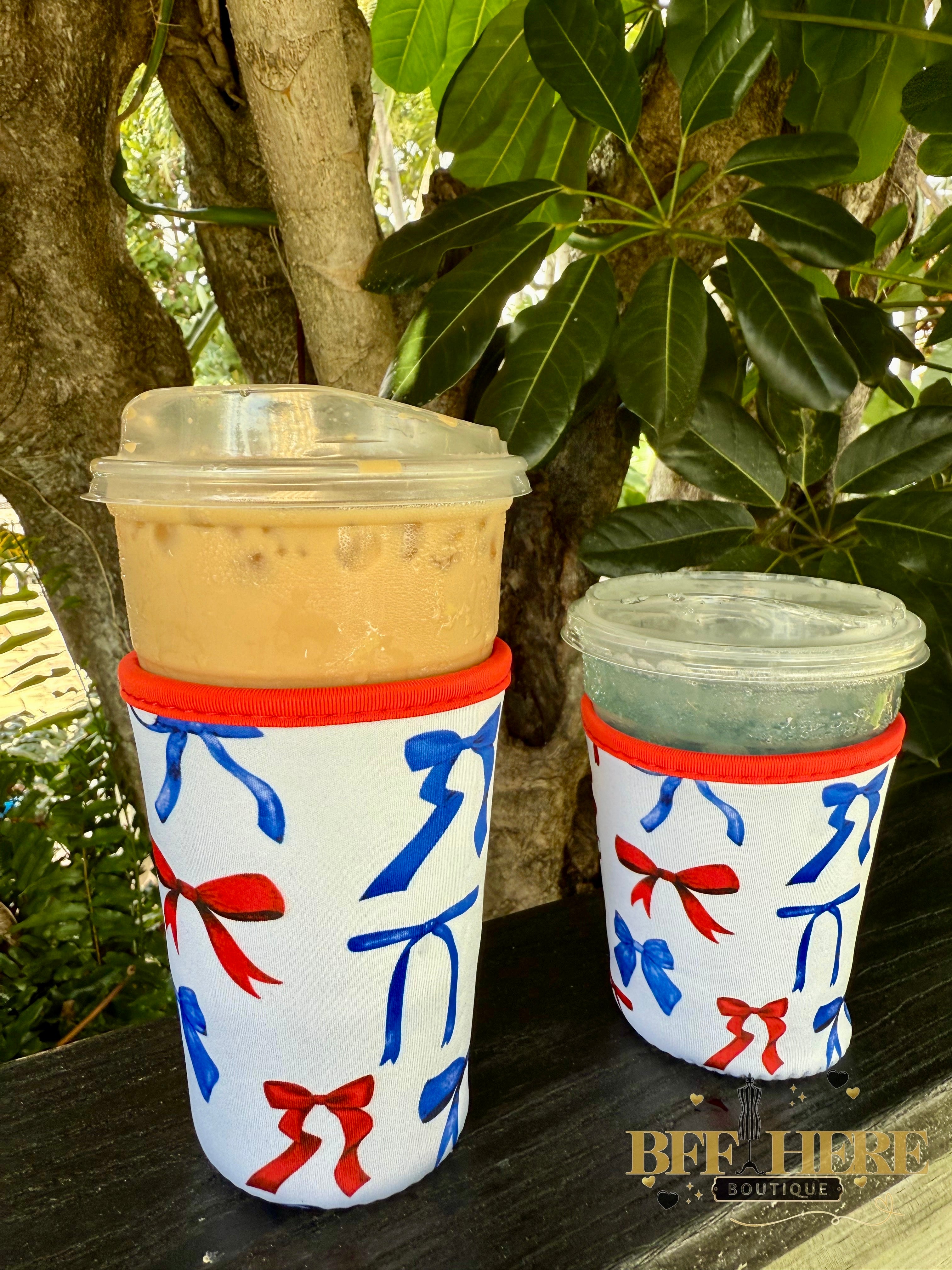 Drink Sleeve by Jess Lea / Patriotic Bows  (Choice of Size) - BFF Here