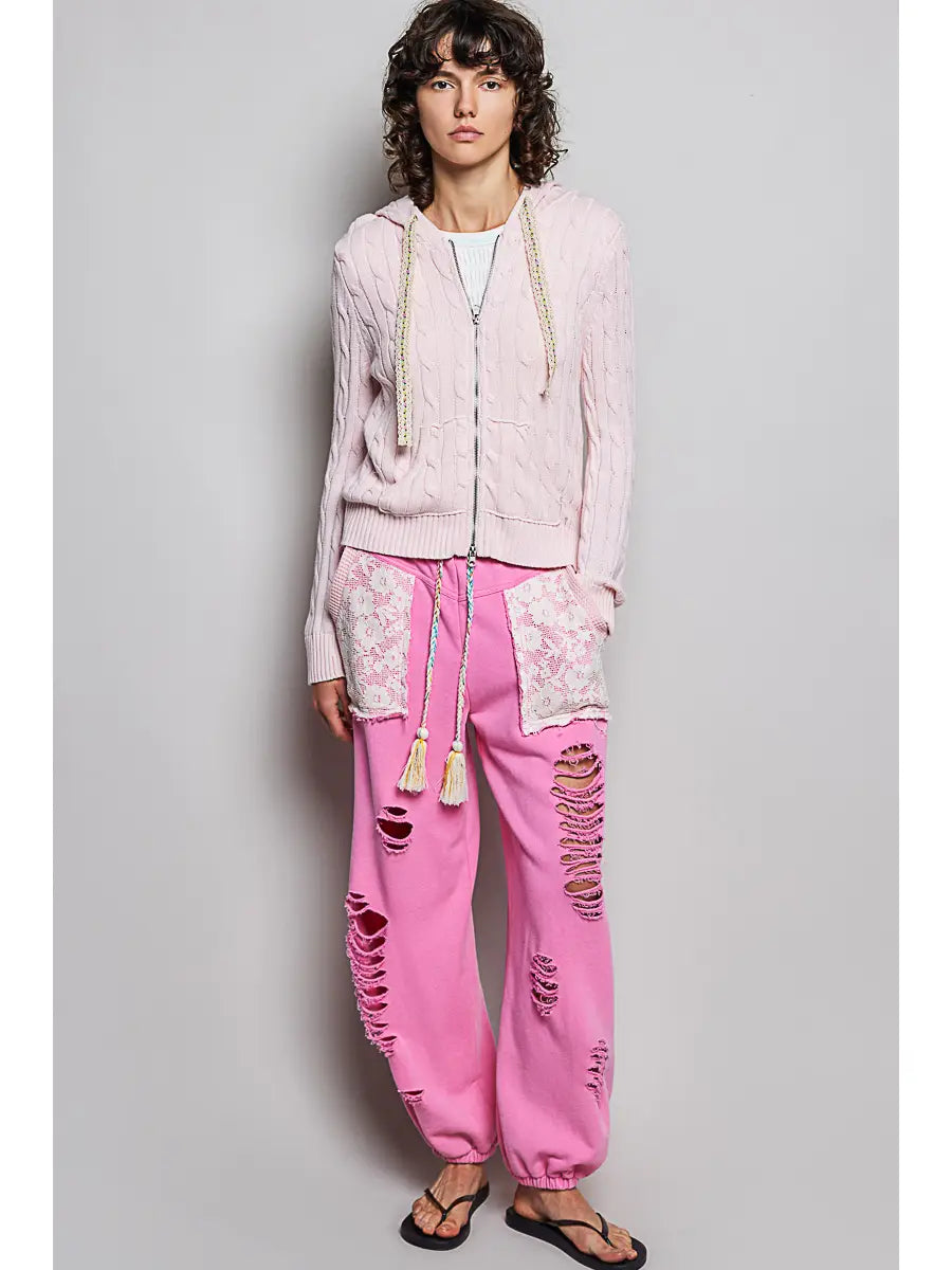 Full Sleeve Solid Acrylic Sweater Hoodie Zip Up Knit Top by POL (Ships 2-3 weeks) - BFF Here