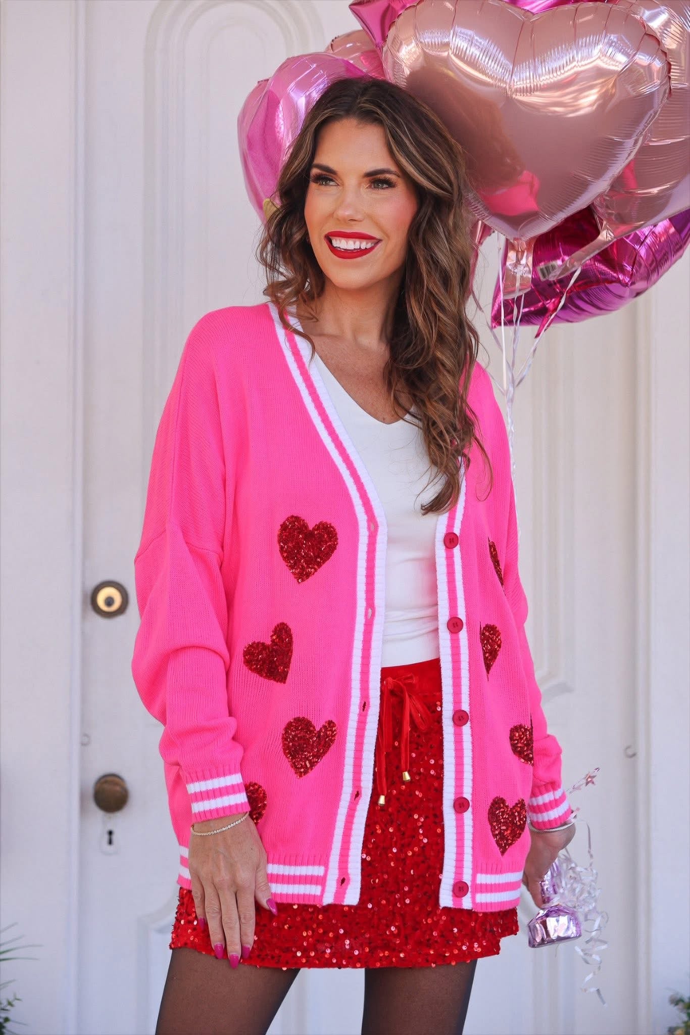 PREORDER: Sequin Patch Happy Hearts Cardigan by Jess Lea (ETA: Mid December) - BFF Here