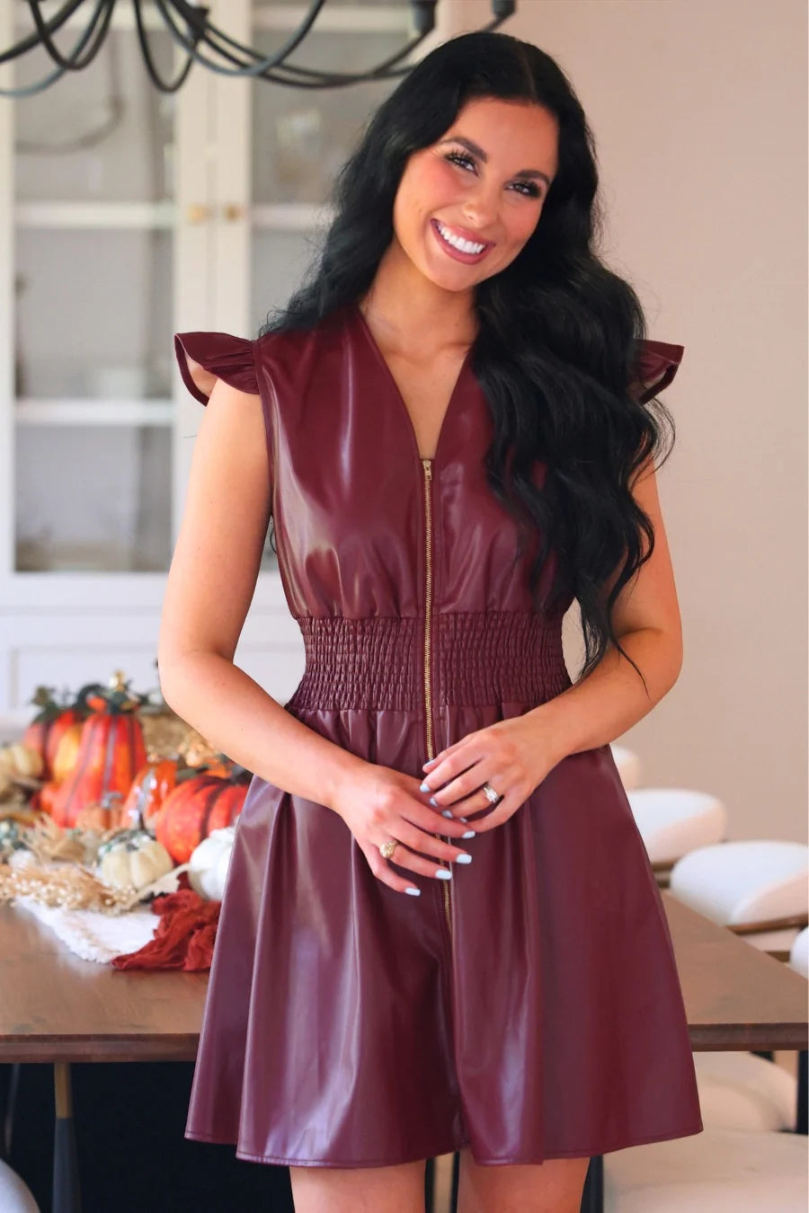 PREORDER: Downtown Leather Zipper Dress / Burgundy by Jess Lea  (ETA: September)