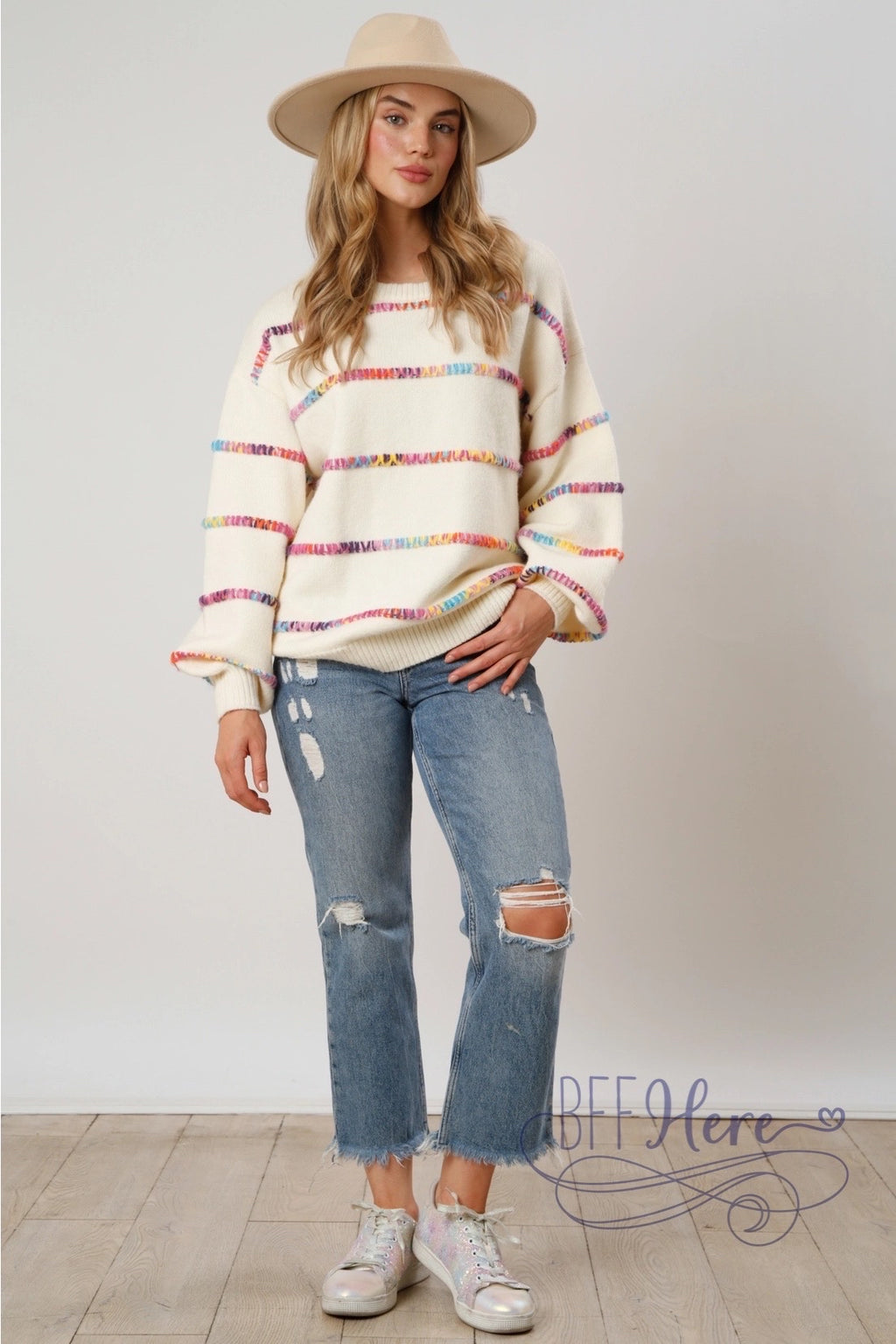 PREORDER: Spectrum of Style: Rainbow Stitch Stripe Sweater (Ships Beginning of November) - BFF Here