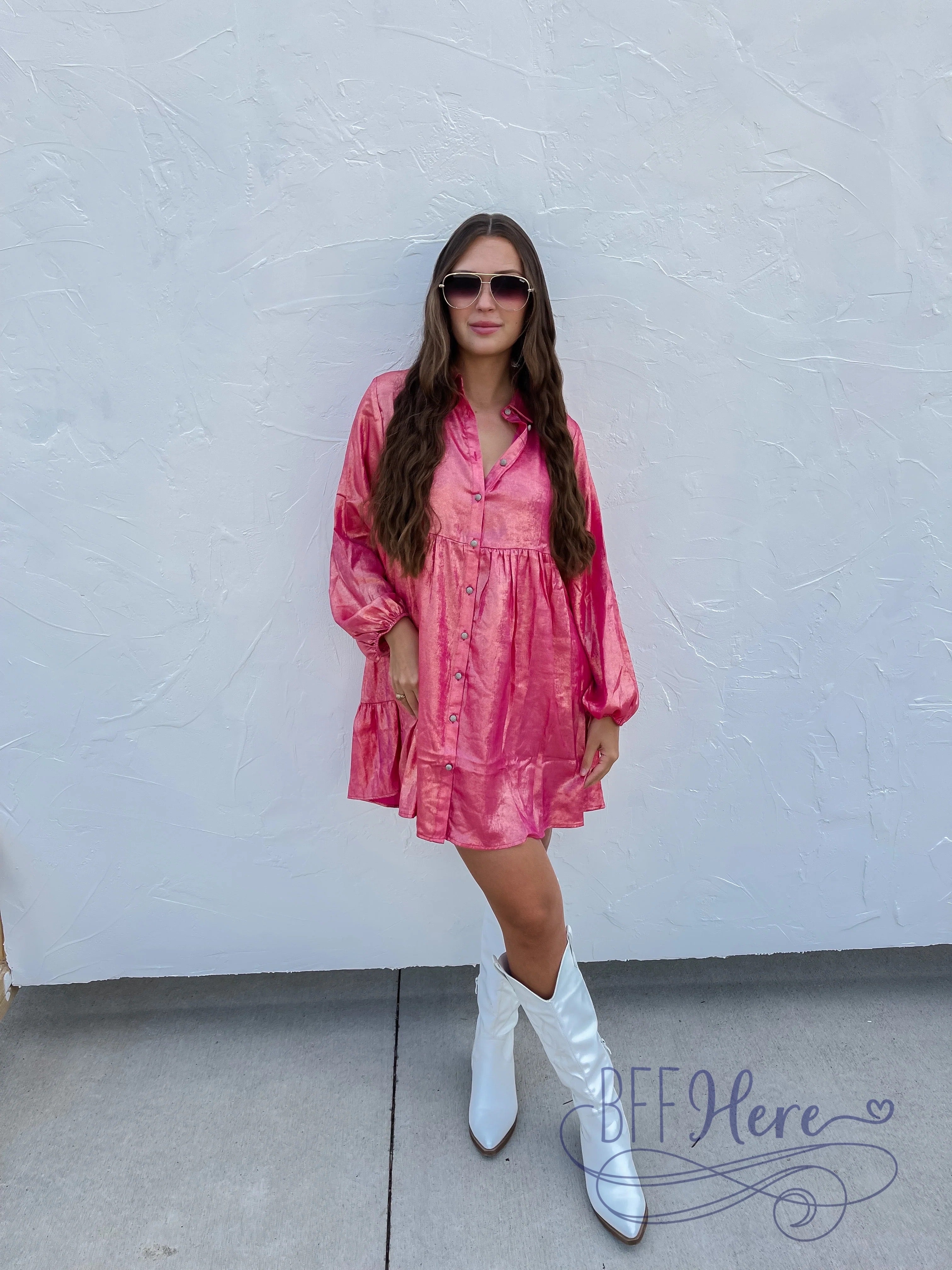 Twinkle & Shine: Metallic Babydoll Dress - BFF Here