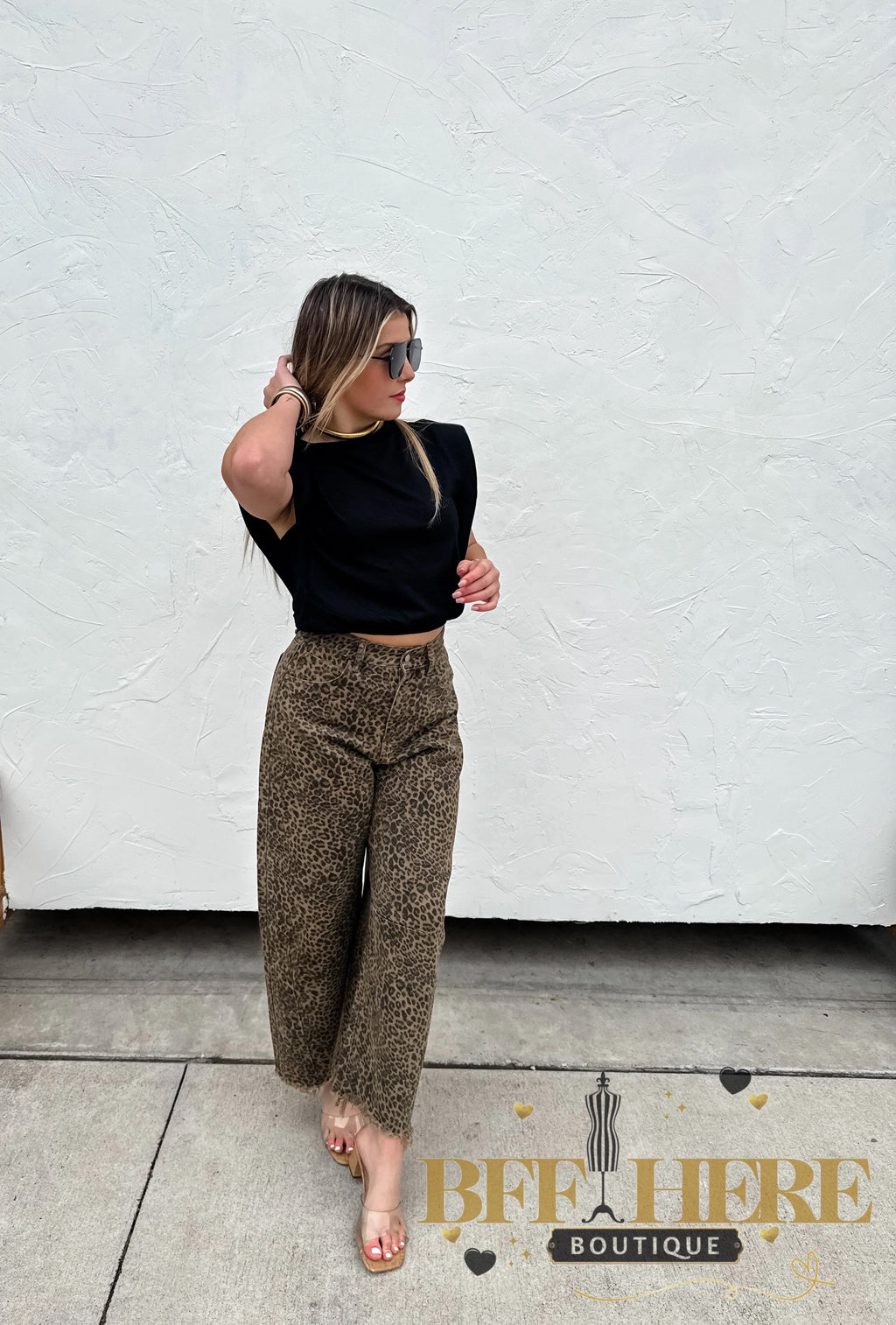 Cheetah Barrel Jeans by Blakeley - BFF Here