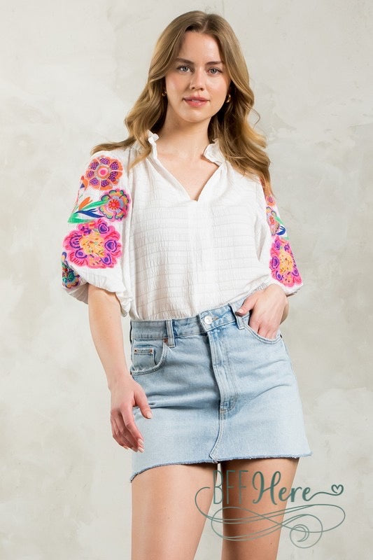 Tropical Carnival Embroidered Blouse - BFF Here