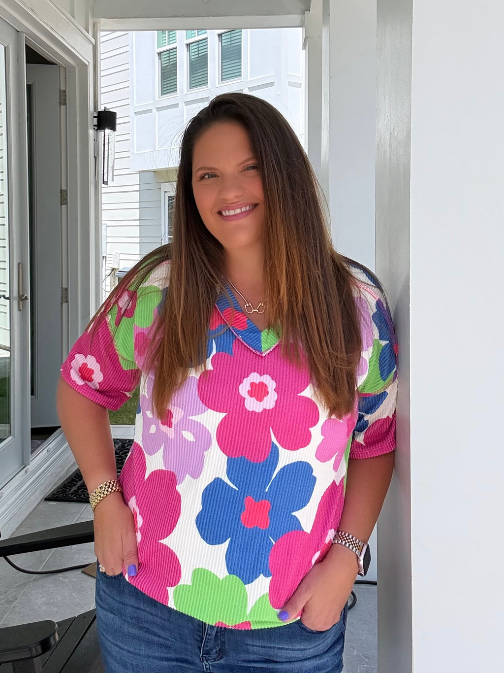 Cream and Fuchsia Flower Top by HeimishUSA (ARRAY) — Ships 2-3 weeks - BFF Here