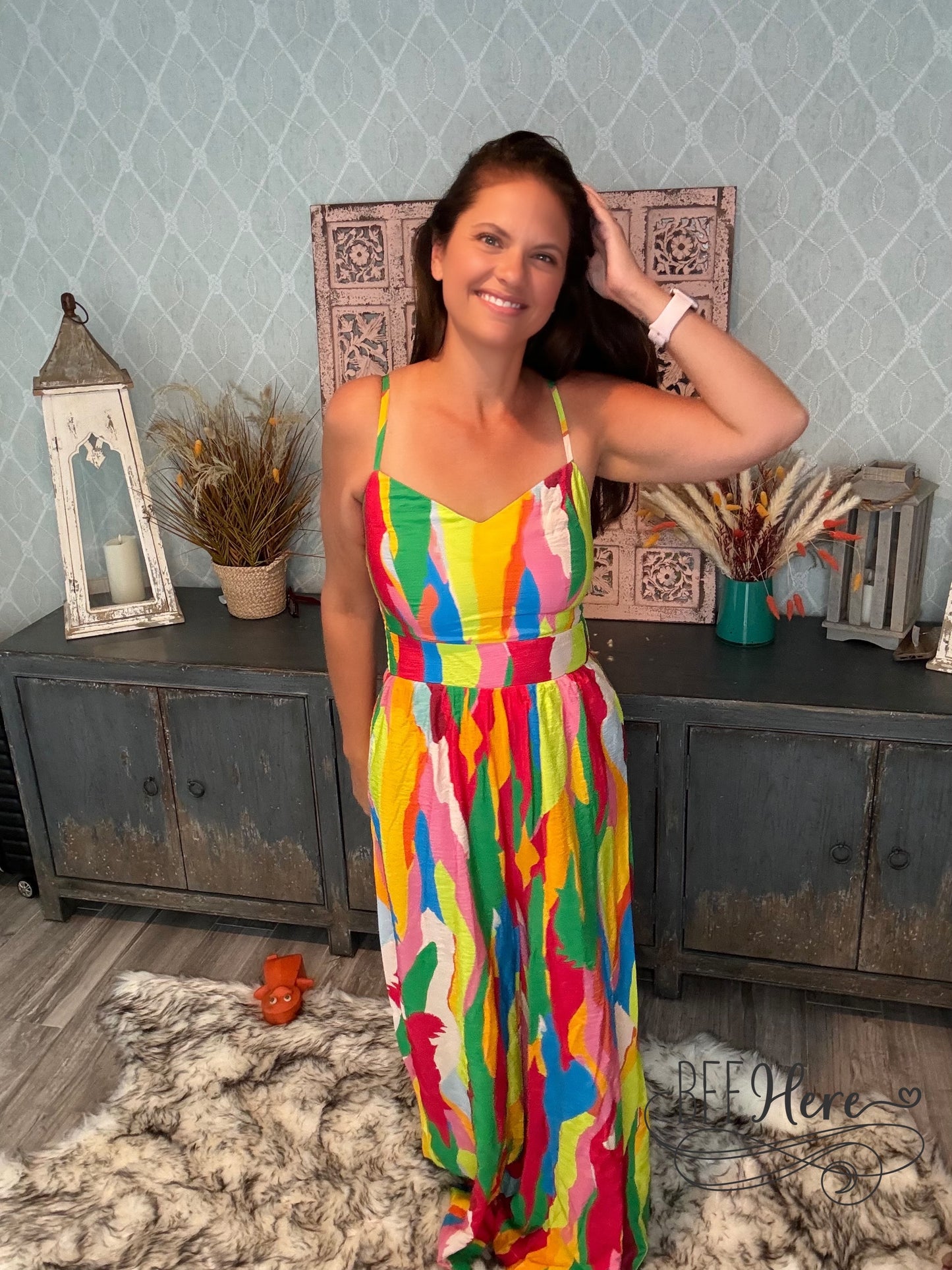 Rainbow Splash Spaghetti Strap Jumpsuit - BFF Here