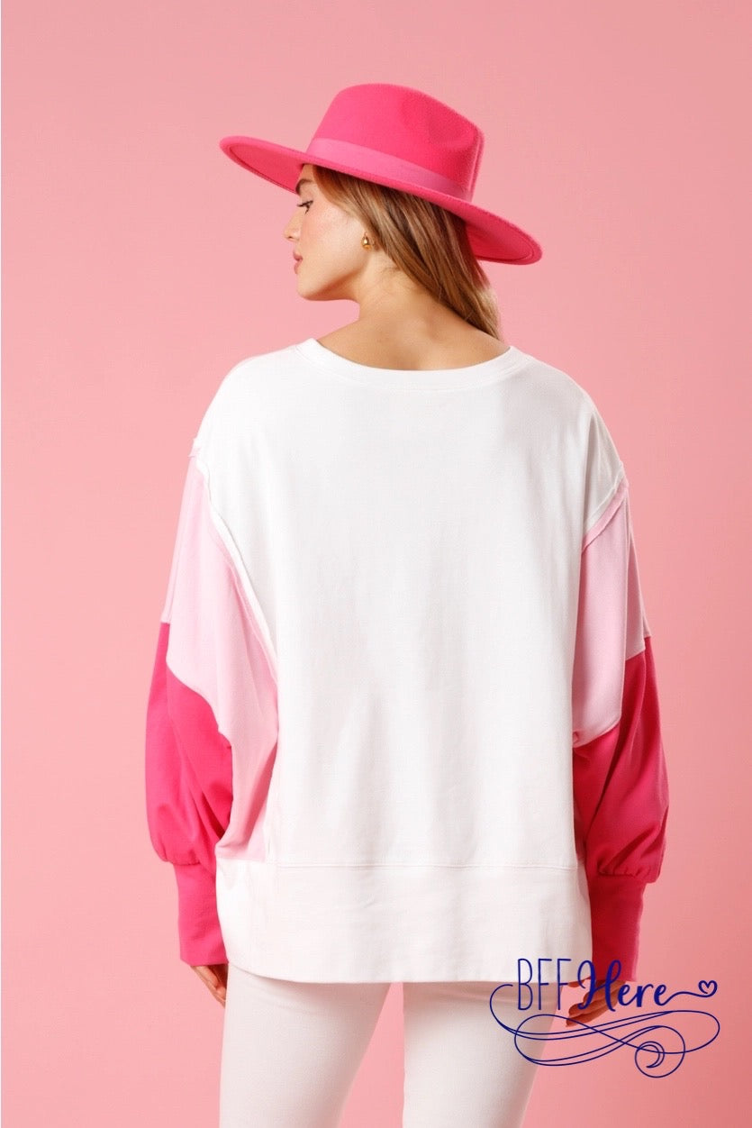 Affectionate Threads: 'Love' Yarn Color Block Pullover - BFF Here