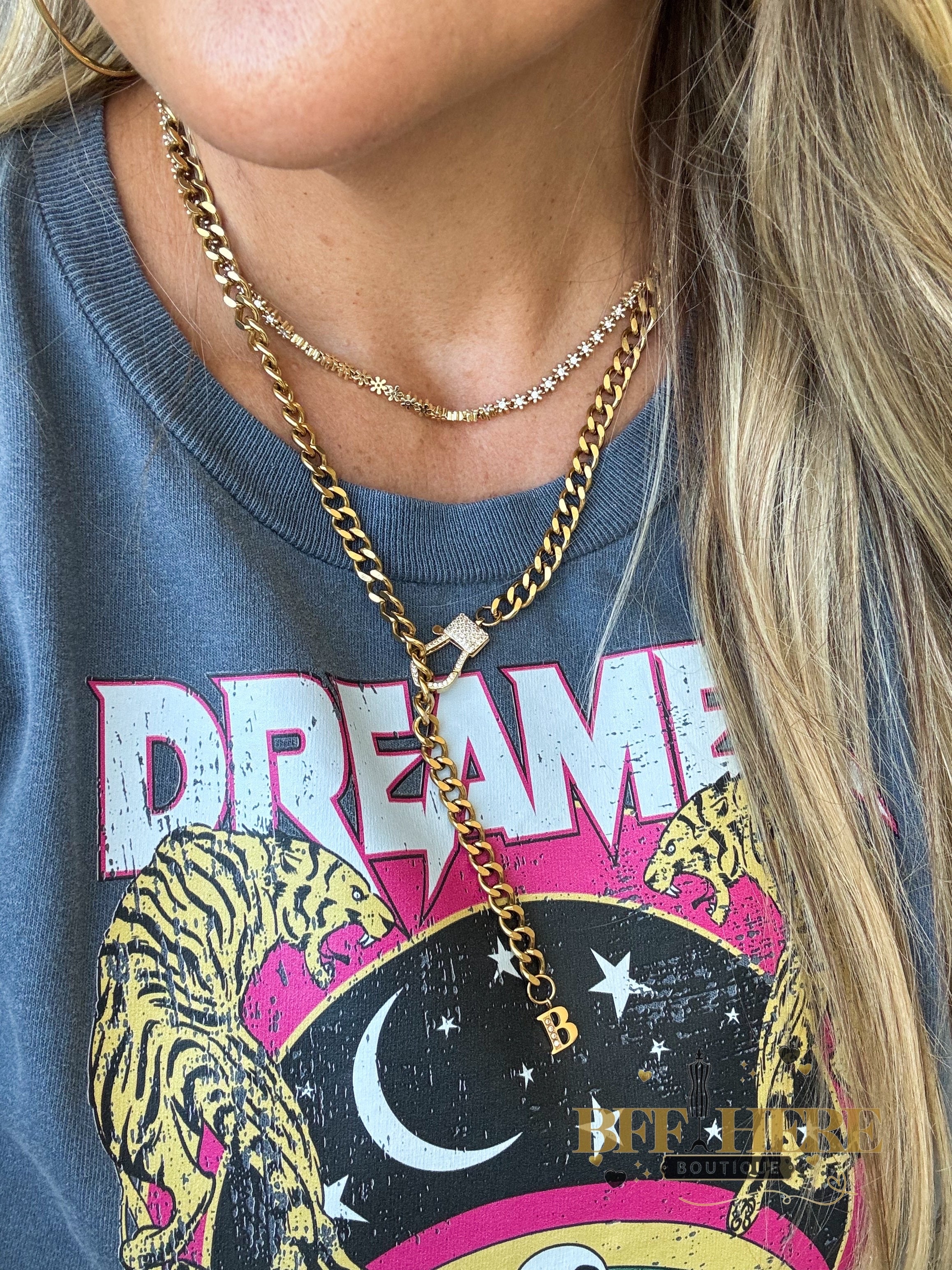 Link & Chain Charm Necklace by Blakeley / Choice of Initial - BFF Here