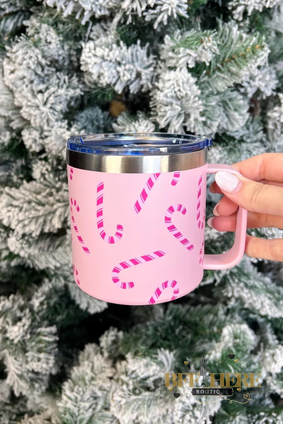 Candy Cane Travel Mug by Jess Lea