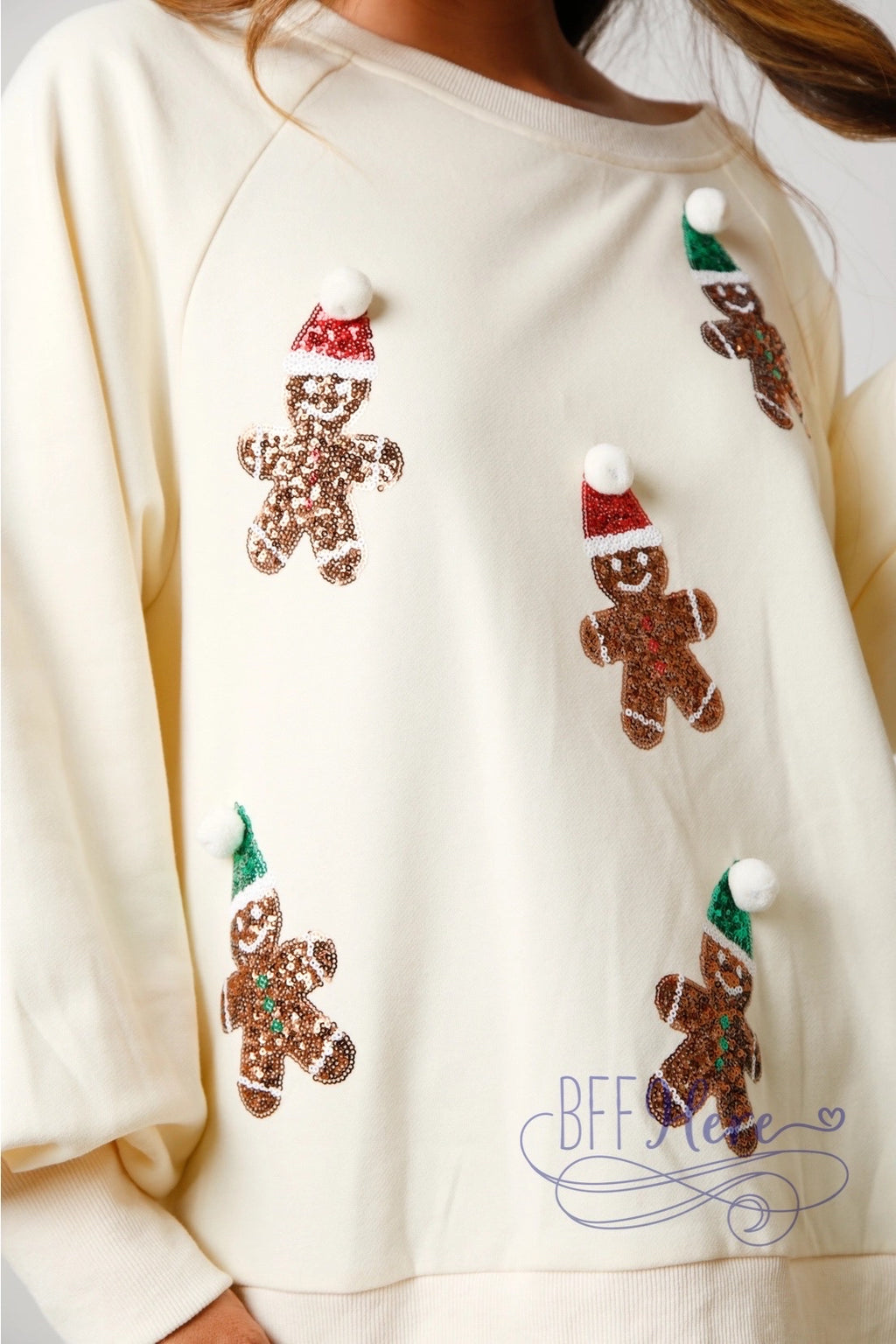 Sweet & Cozy: Christmas Gingerbread Man Holiday Sweatshirt - BFF Here