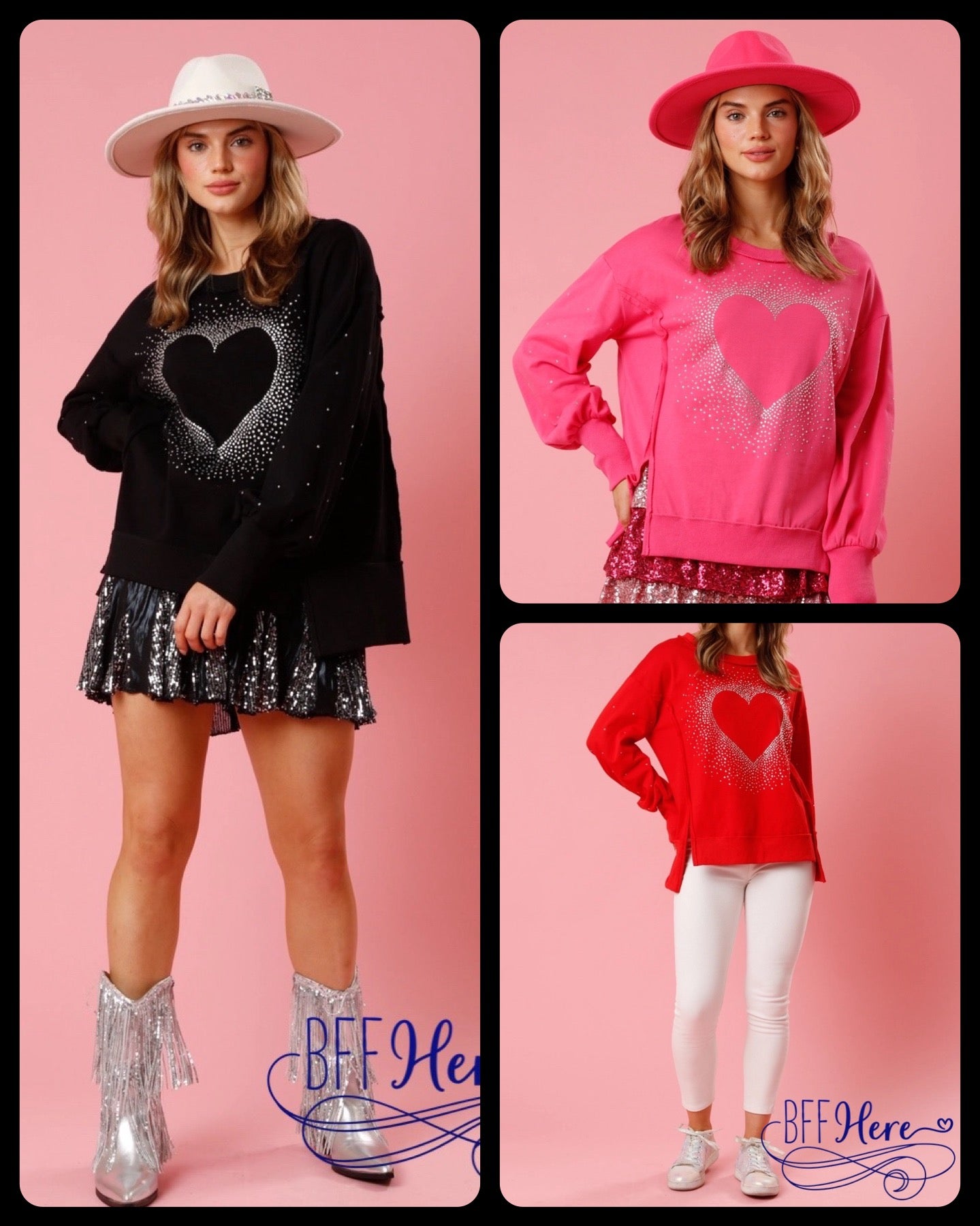 Sparkle & Shine: Rhinestone Heart Pullover - BFF Here