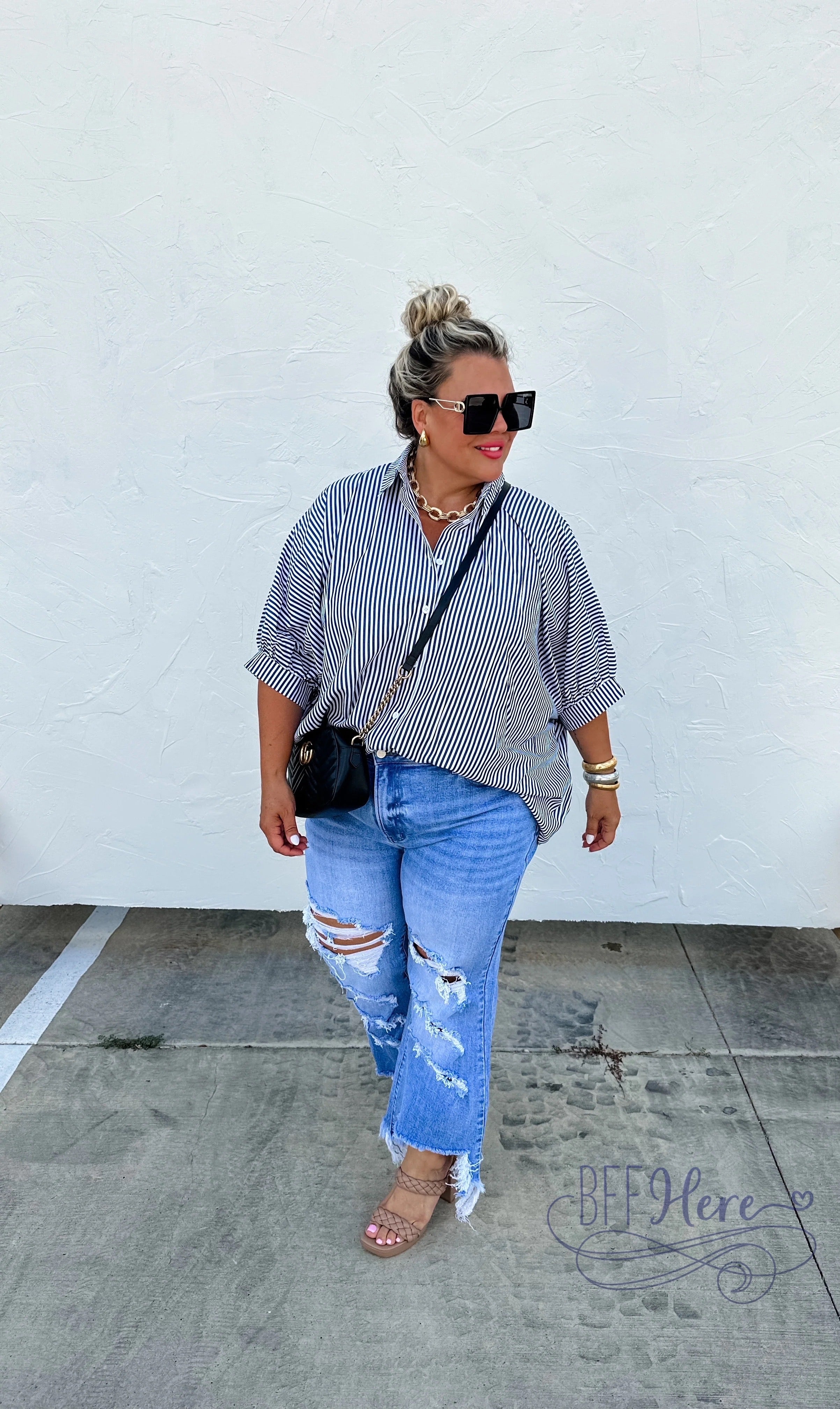 PREORDER: Sophisticated Chic: The Pinstripe Top You Can't Live Without (Ships Middle Of October) - BFF Here