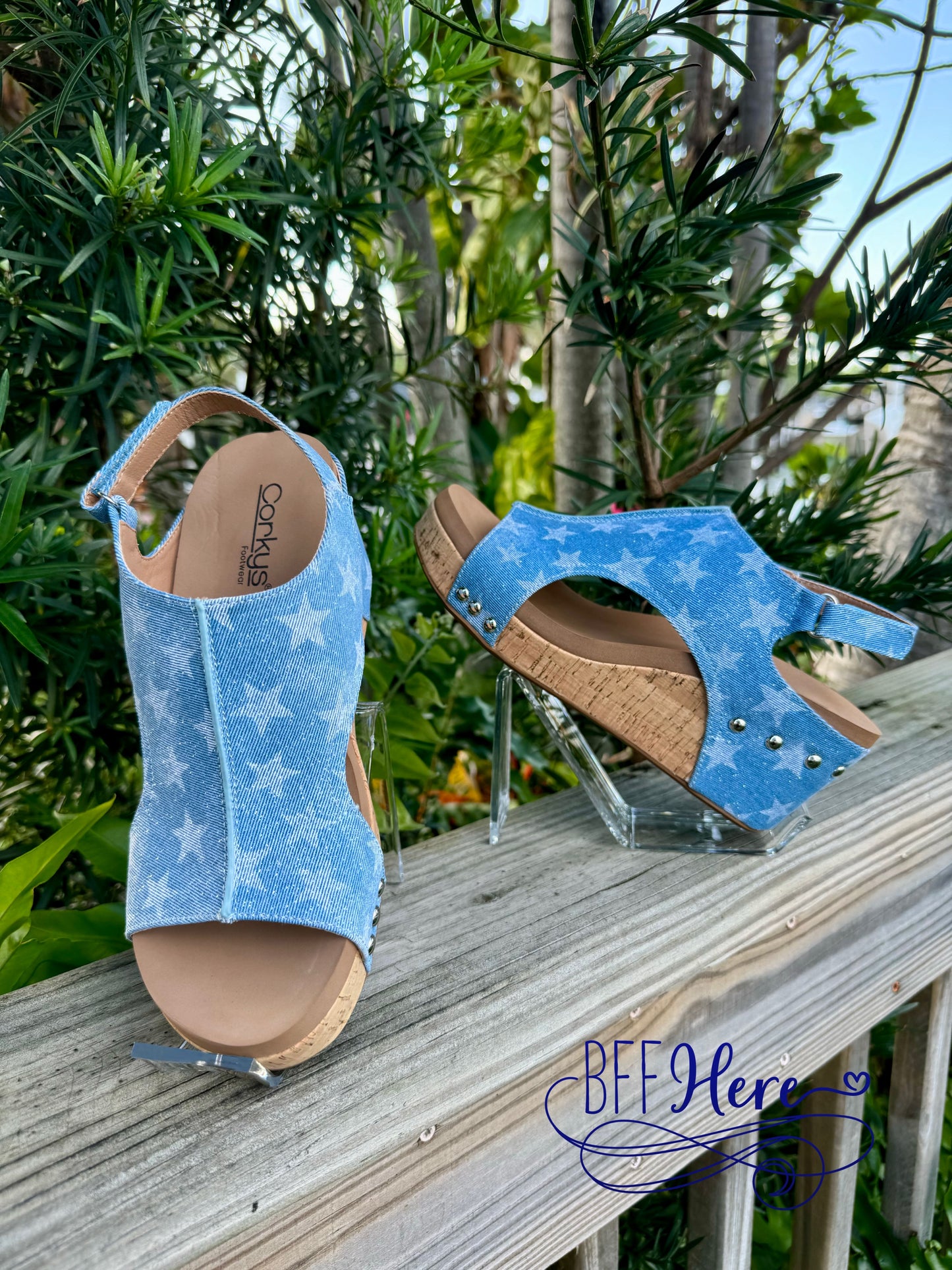 Carley - Light Blue Denim Stars by Corkys - BFF Here