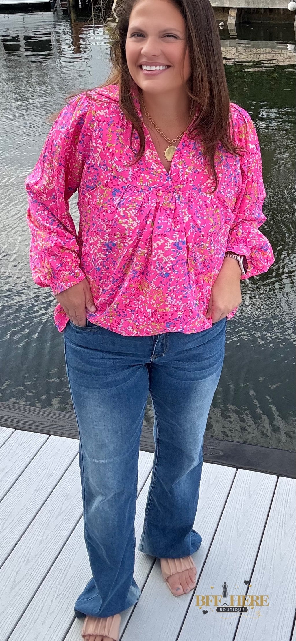 Pink Confetti Blouse - BFF Here