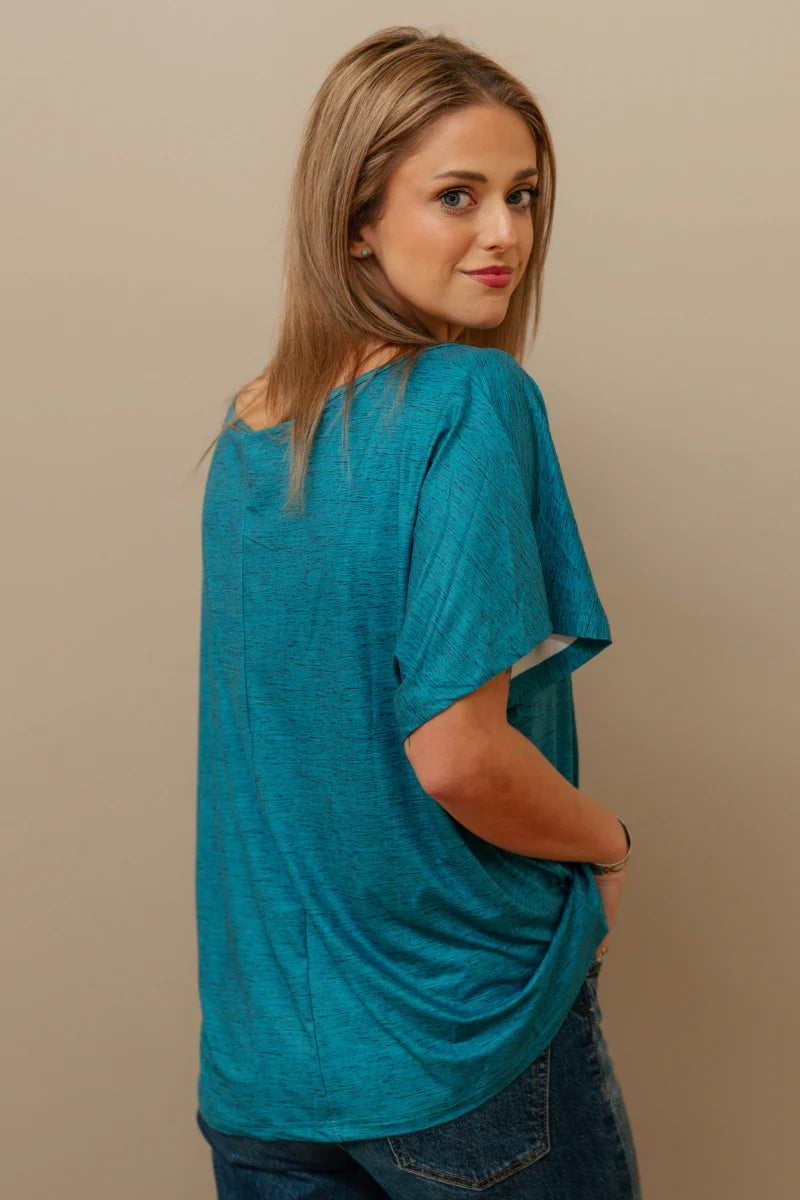 Fishing In The Dark Top / Heathered  Turquoise by Sterling Kreek - BFF Here