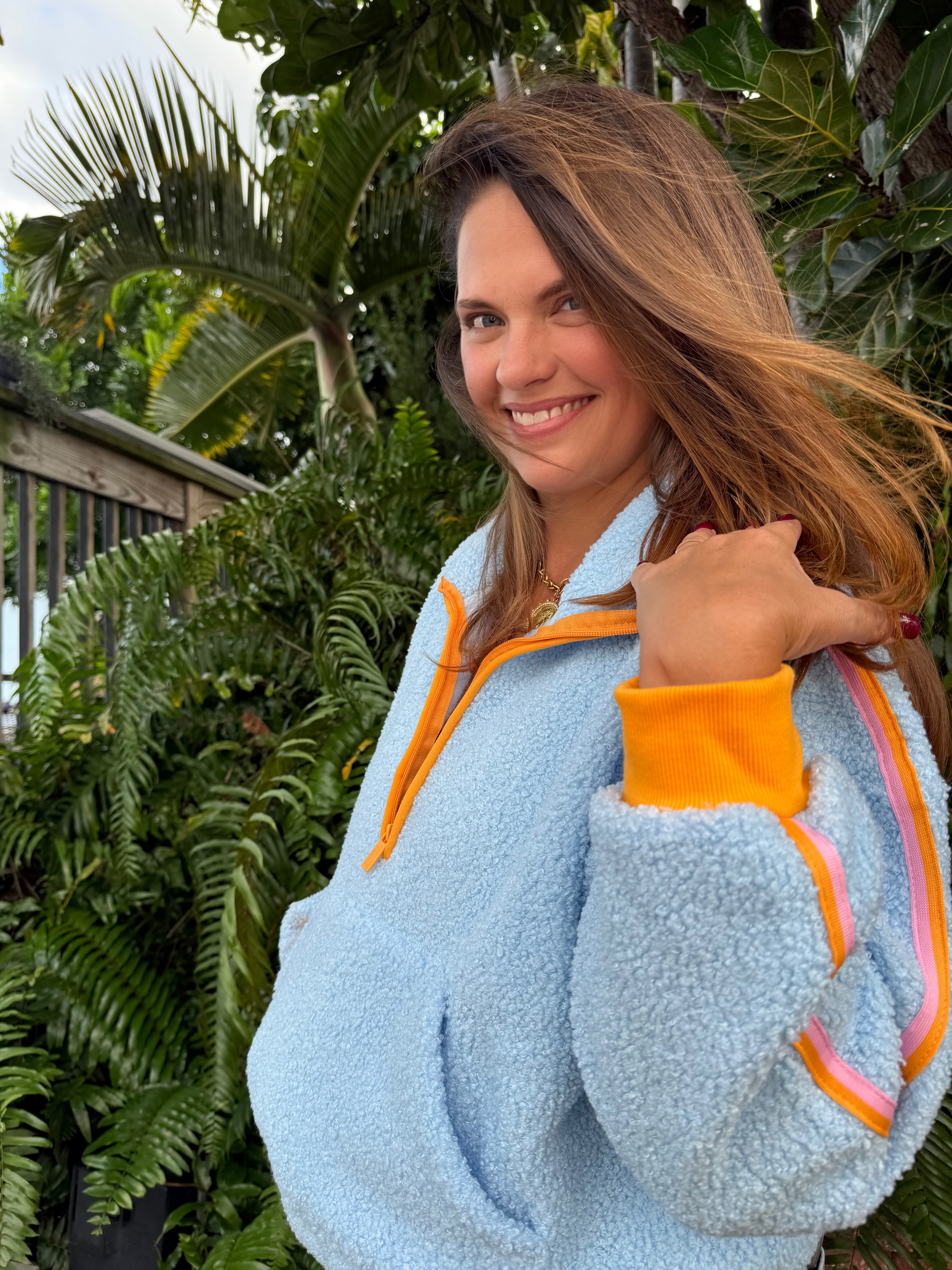 Around the Clock Teddy Quarter Zip Pullover by Jadelynn Brooke / Seaside Blue - BFF Here