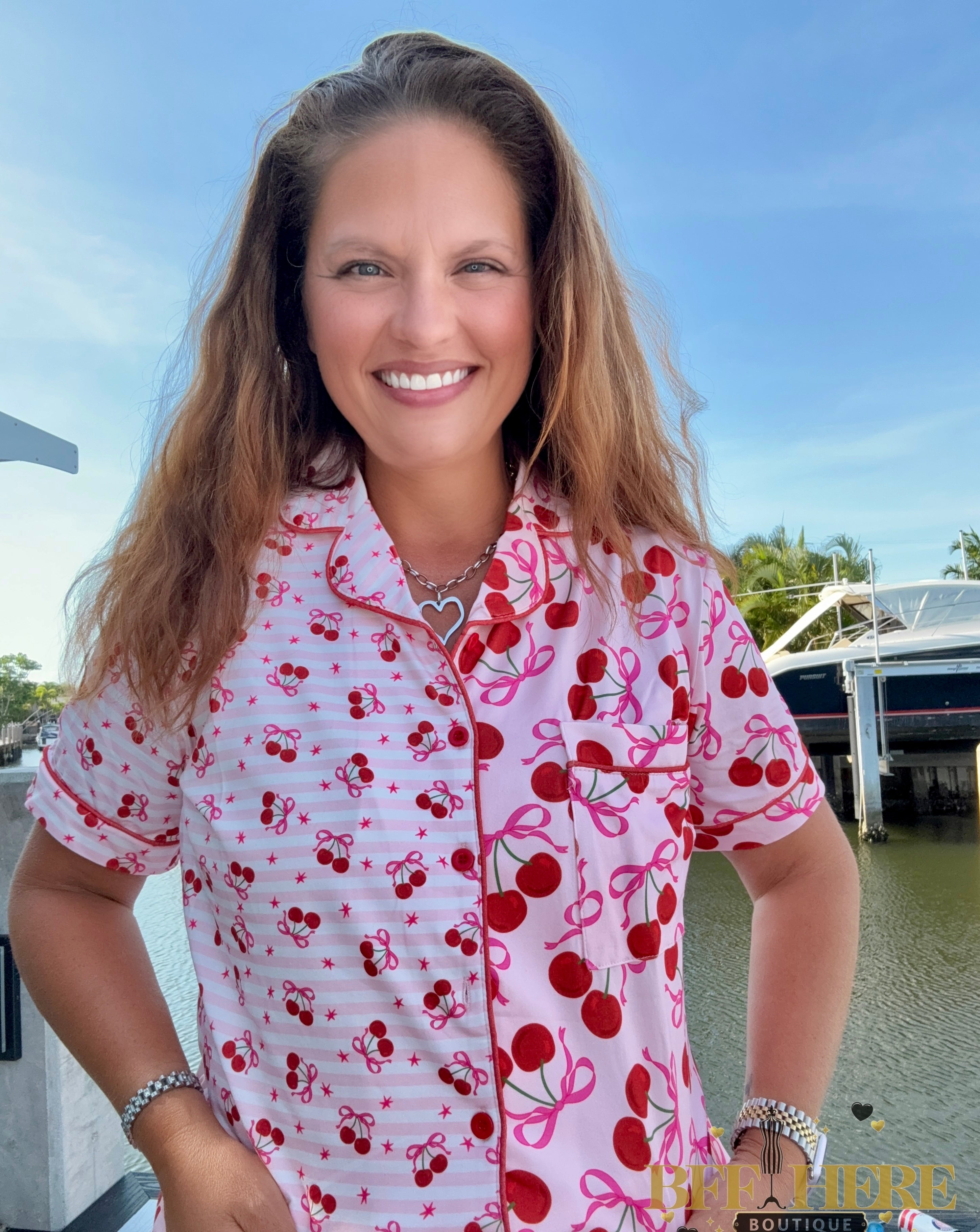 Cherry Bomb Ruffle Pajama Set by Jess Lea - BFF Here