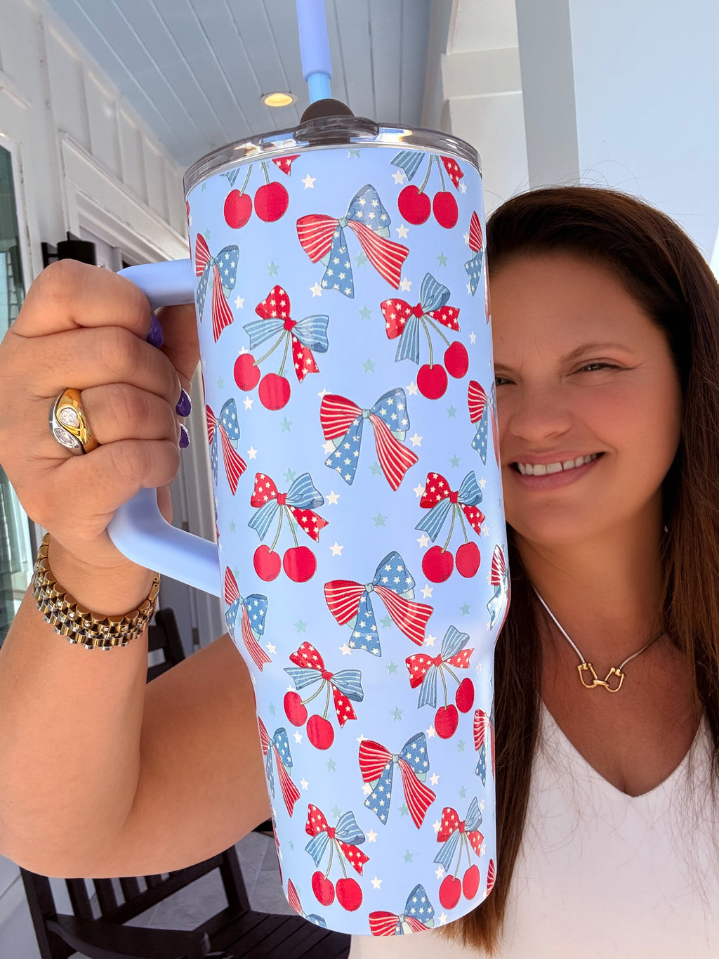 Americana Bow Cherries Printed 40oz Tumbler by Judson & Co. (ARRAY) — Ships 2-3 weeks - BFF Here