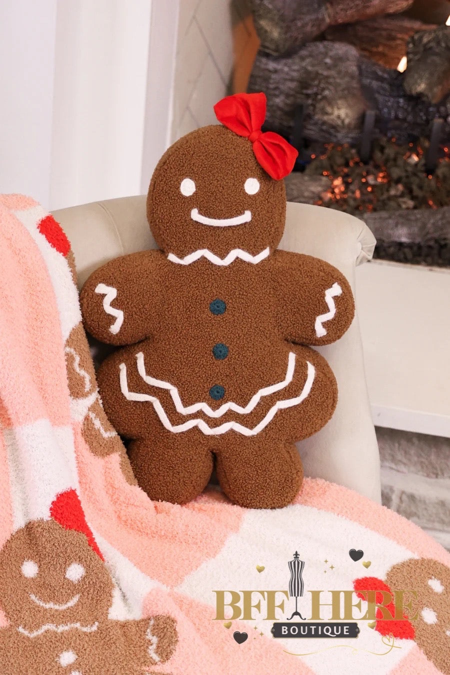 Gingerbread Girl Pillow by Jess Lea