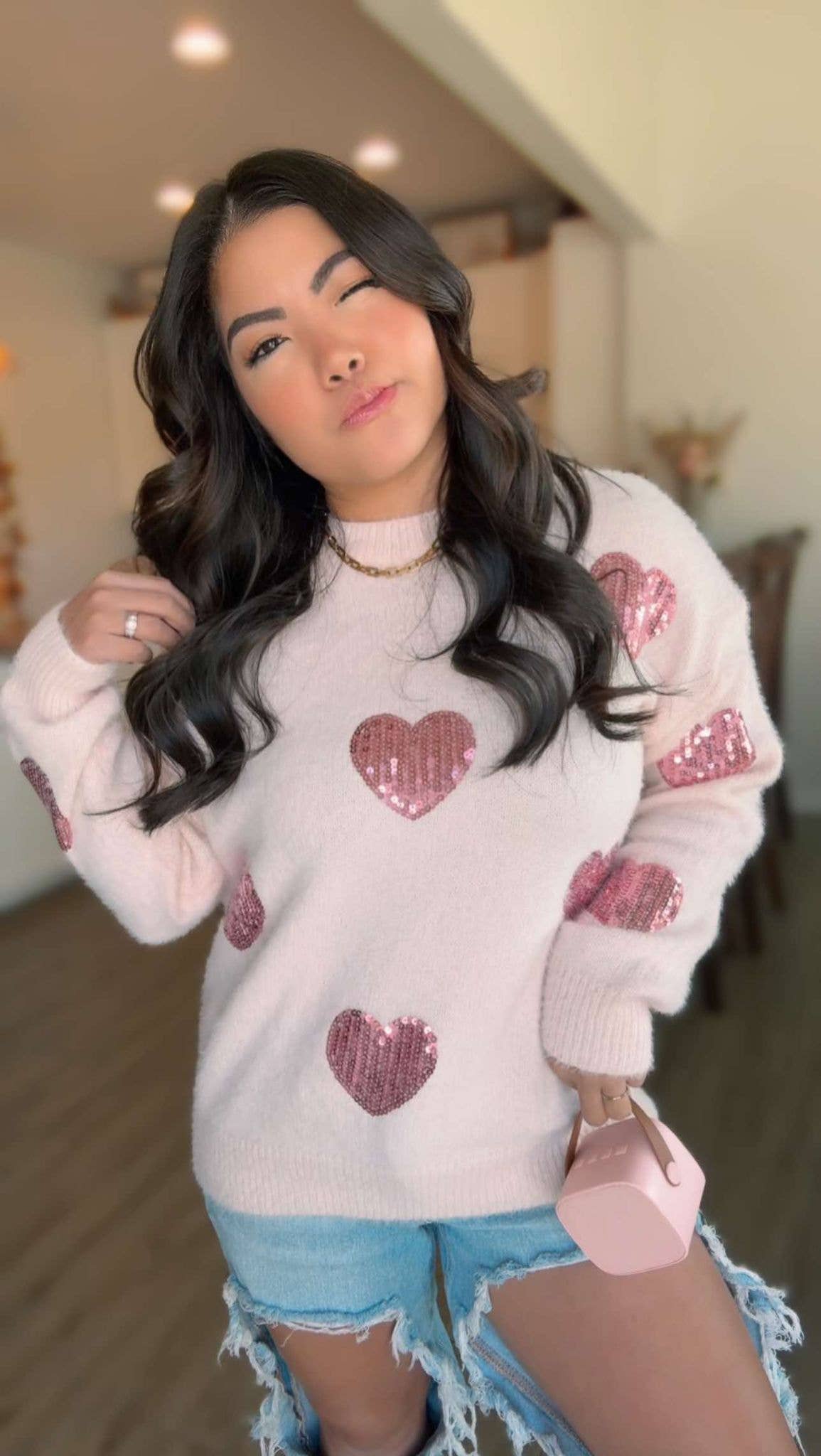 Victoria Sequin Heart Ultra Soft Sweater by JadyK - BFF Here