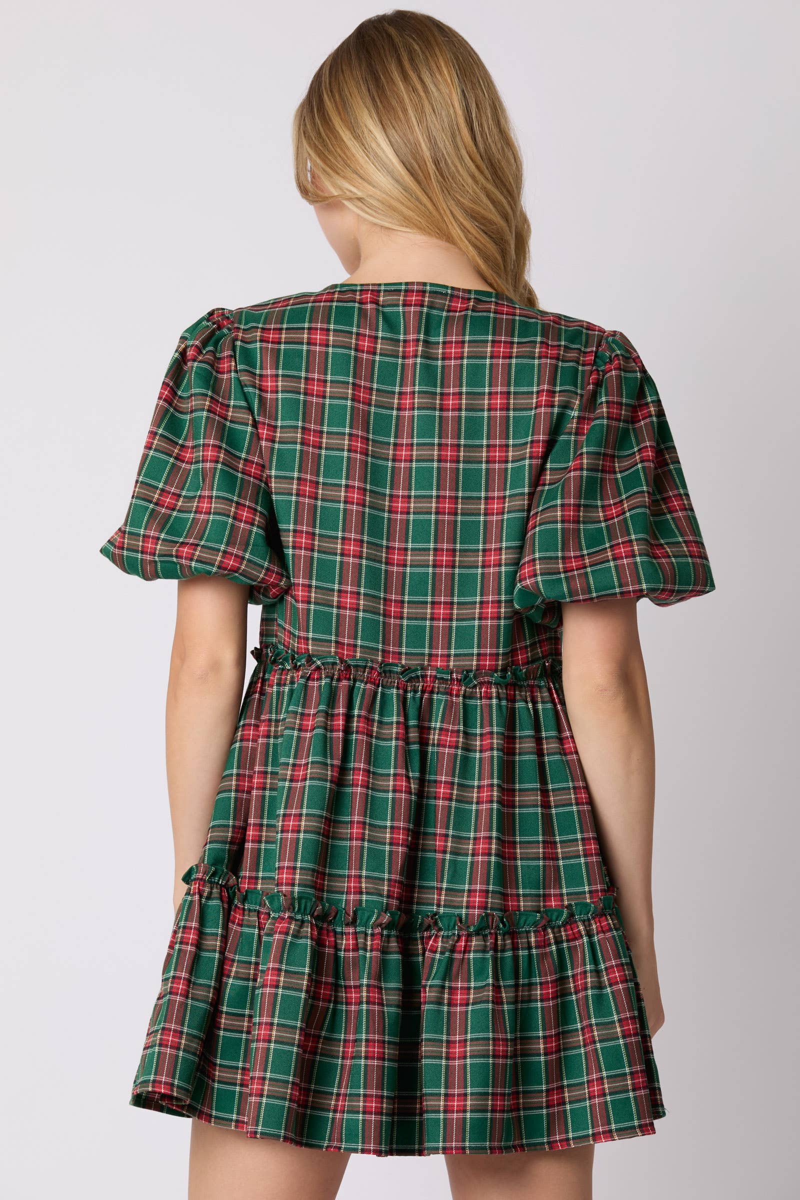 Holiday Plaid Ruffle Dress - BFF Here