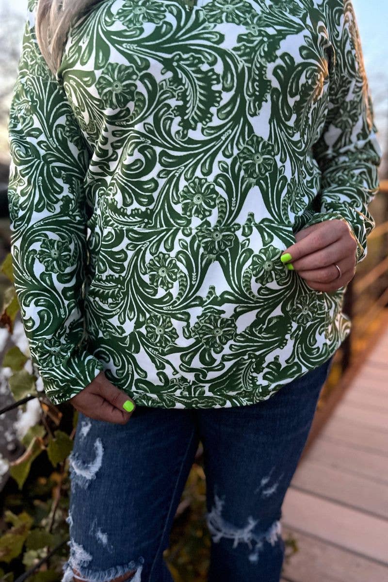 Tailgate Party Pullover Green & White by Sterling Kreek