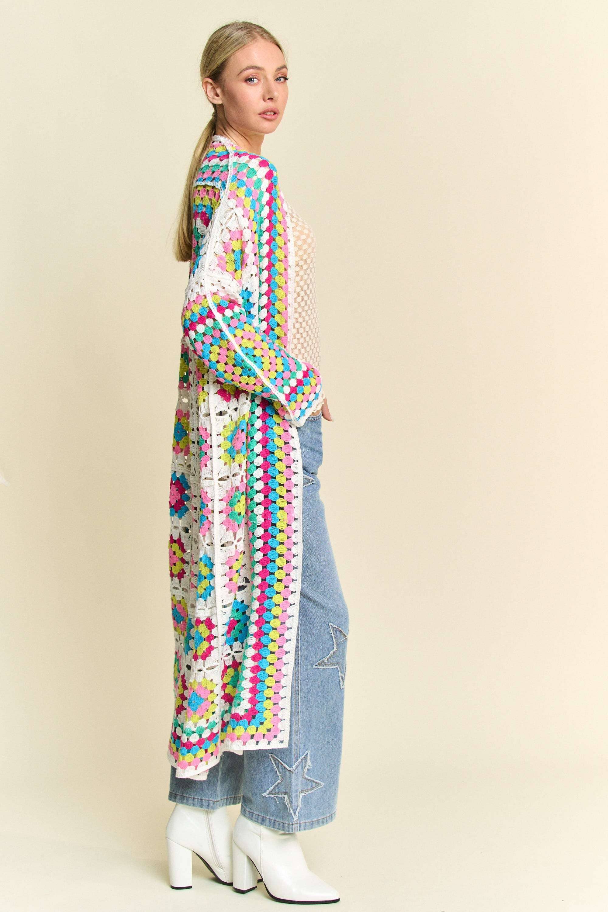 Colorburst Crochet Duster Cardigan - BFF Here