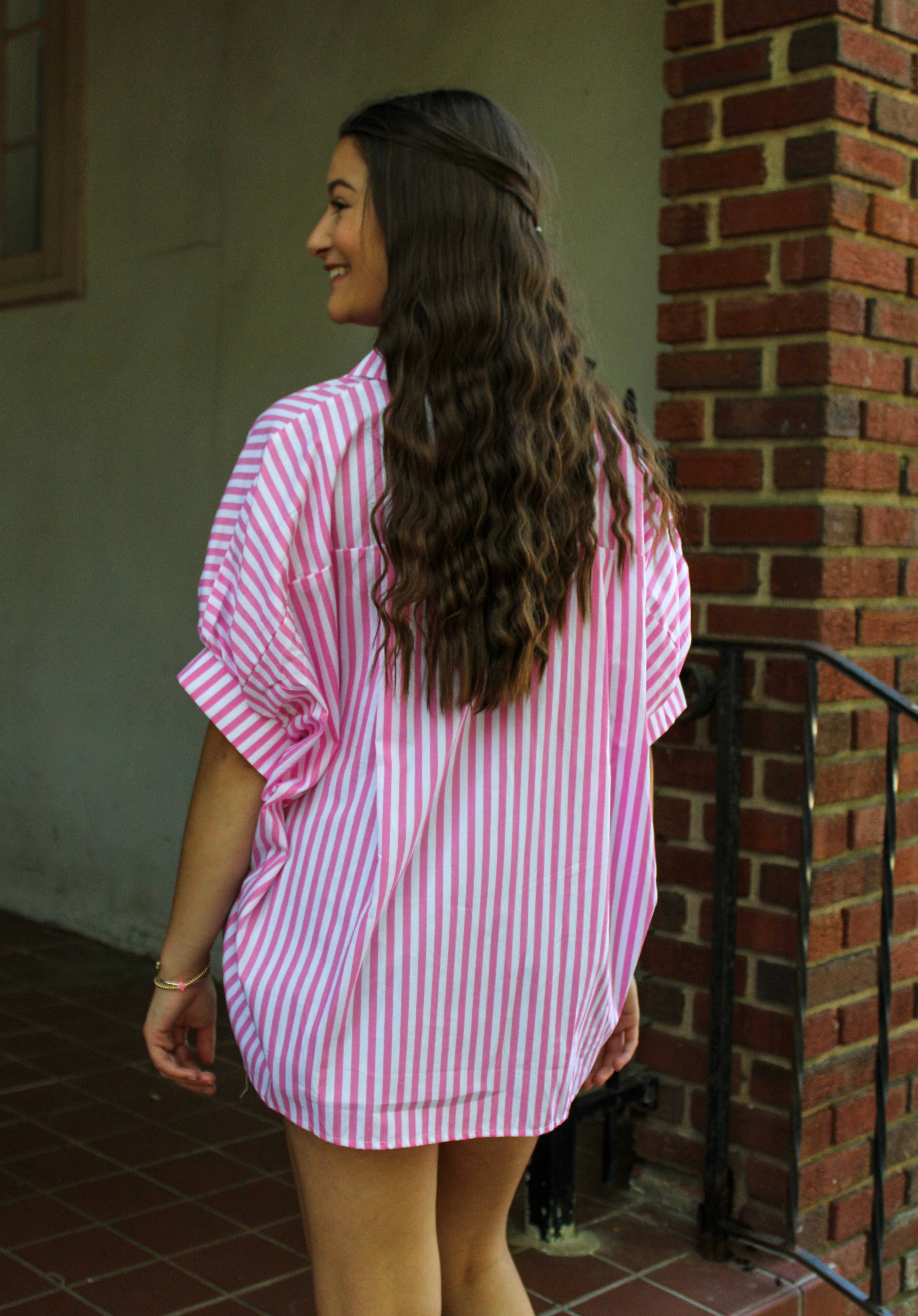 PREORDER: Pink Stripes & Sunshine Blouse (Ships End of July) - BFF Here