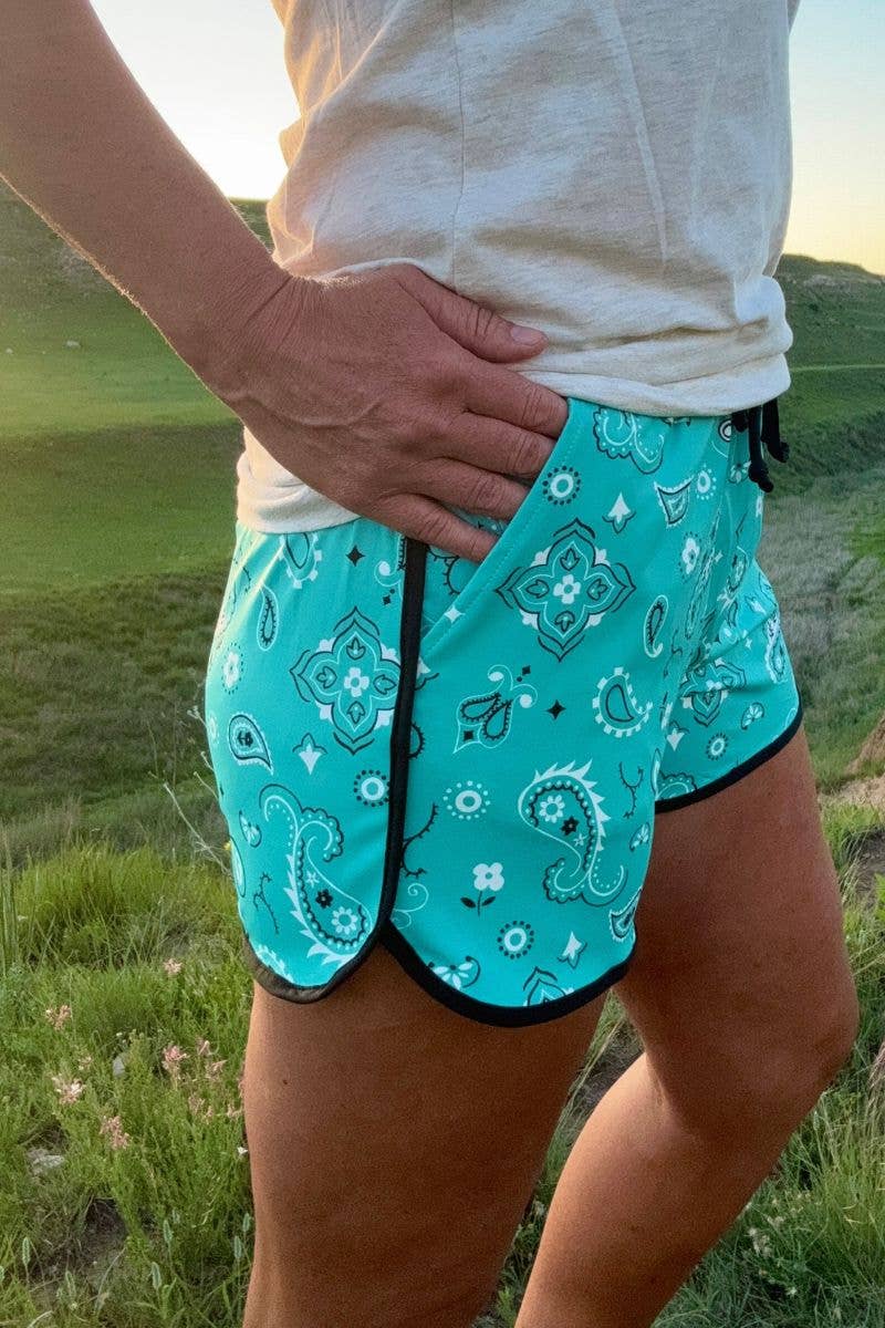 Bandana Babe Turquoise Shorts by Sterling Kreek - BFF Here