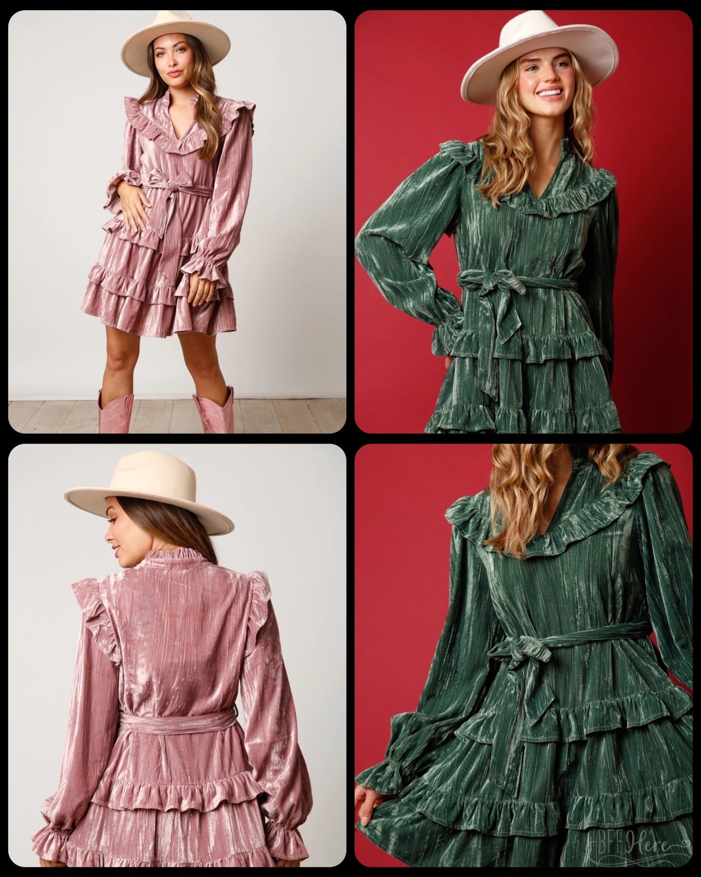 Vintage Glamour: Washed Velvet Ruffle Dress - BFF Here