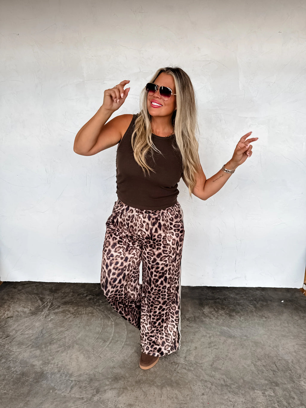 PREORDER: Haddie Silky Cheetah Wide Leg Pants by Blakeley (Beginning of October) - BFF Here