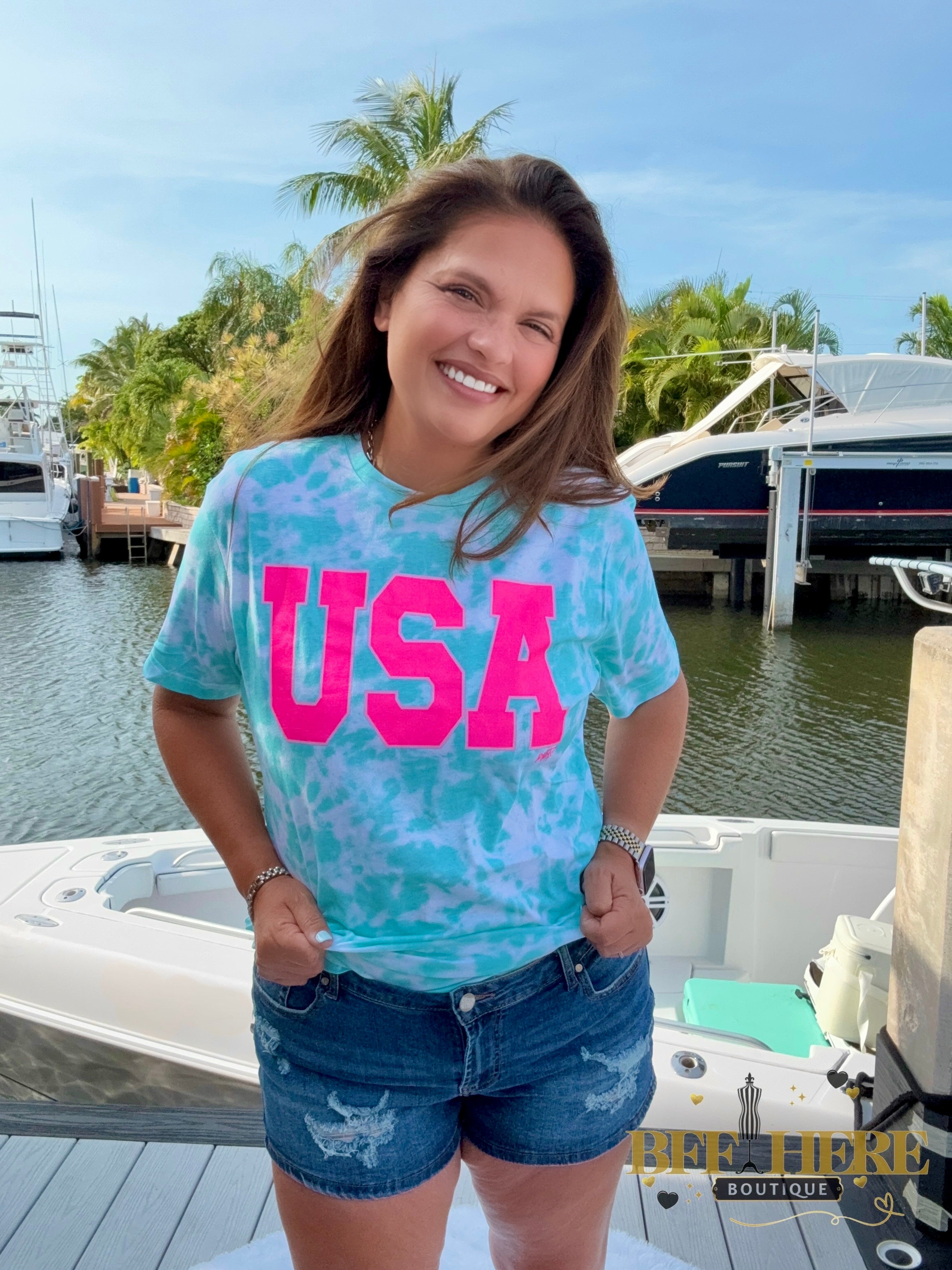 USA Aqua Tee - BFF Here