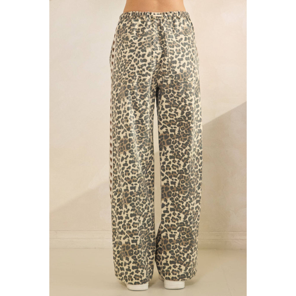 Leopard Printed Striped Wide Legged Pants - BFF Here