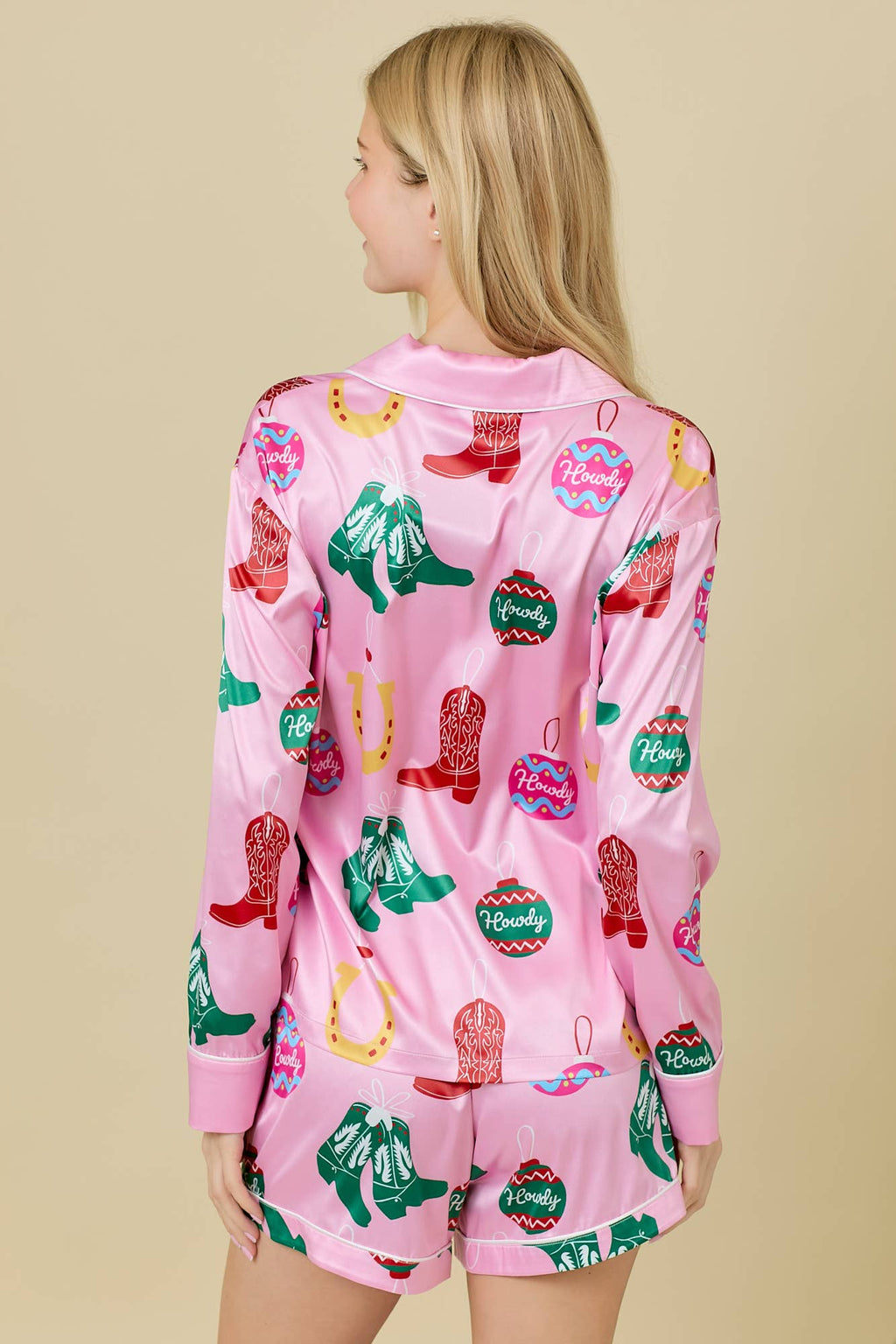 Western Holiday Satin Pajama Top - BFF Here