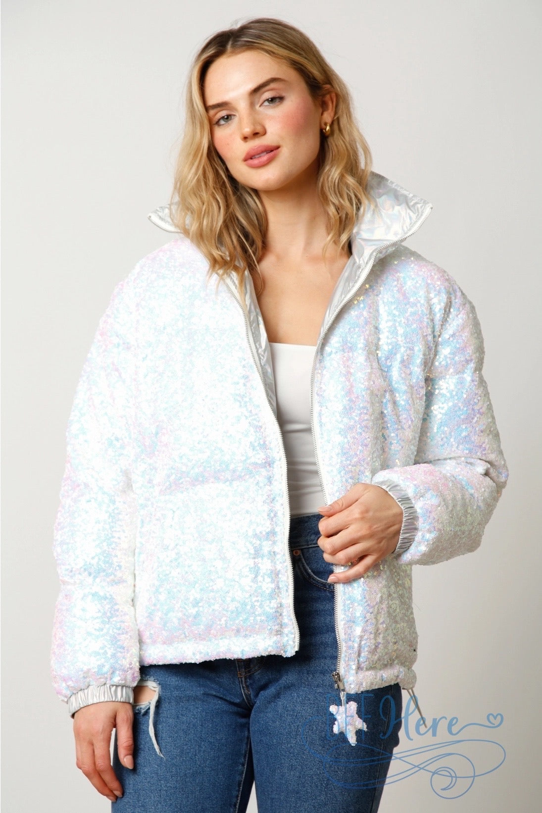 Sparkle Enchantment Sequin Puffer Jacket / Choice of Color - BFF Here