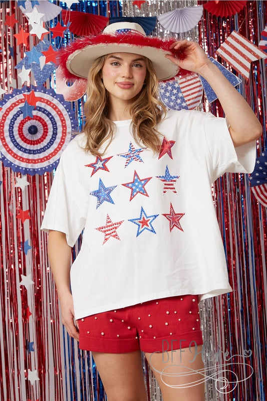 Star-Spangled Tee: Patriotic Glamour - BFF Here