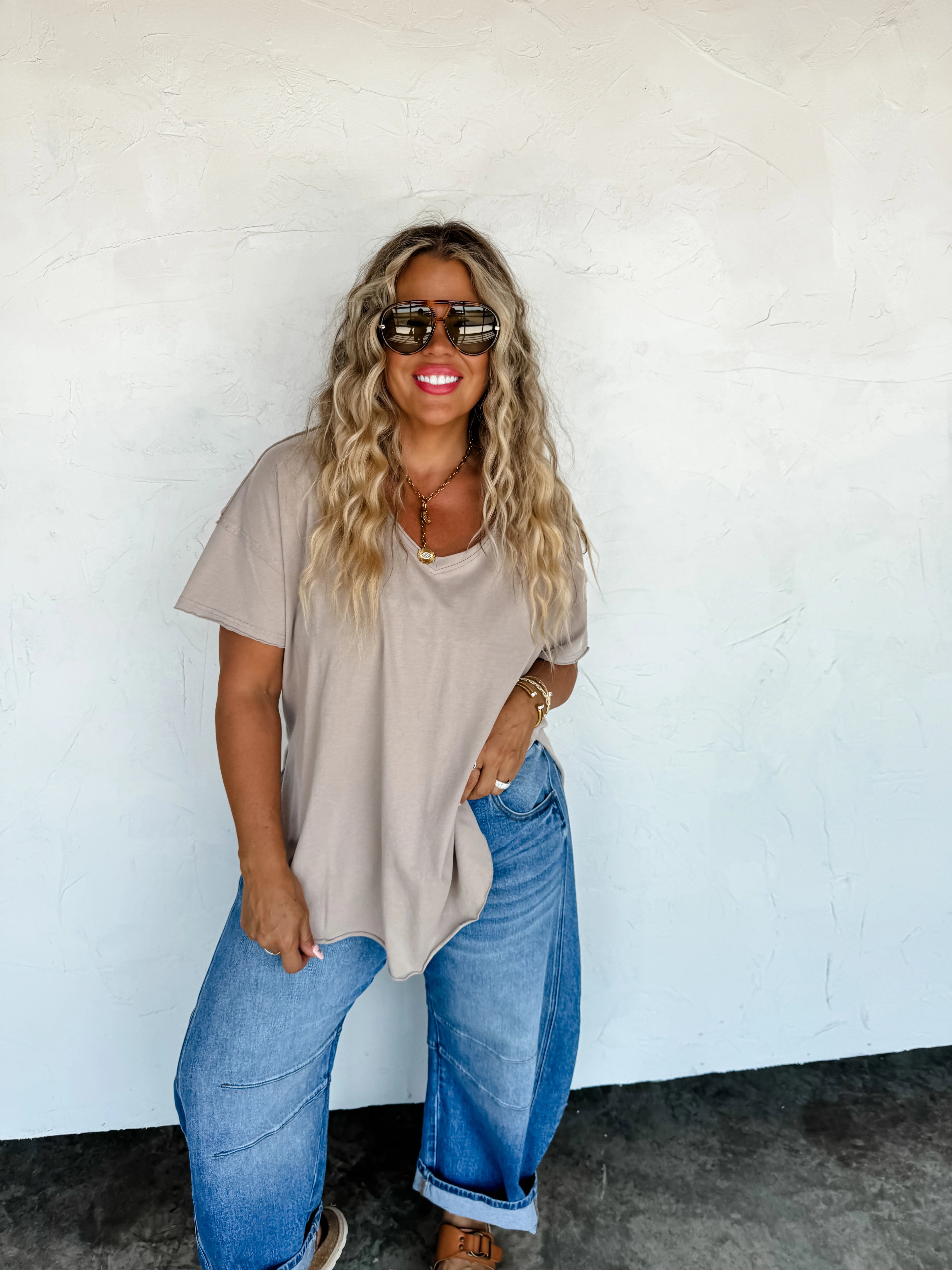 PREORDER: Joey V-Neck Washed Cotton Boyfriend Tee by Blakeley (ETA: Early December) - BFF Here