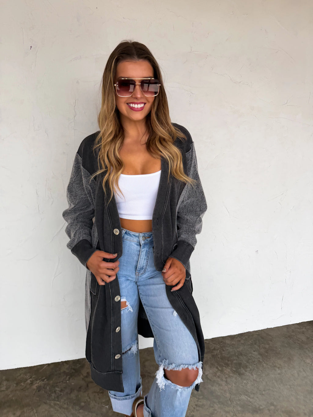 PREORDER: Desi Sweatshirt Cardigan by Blakeley (ETA Late February/ Early March) - BFF Here
