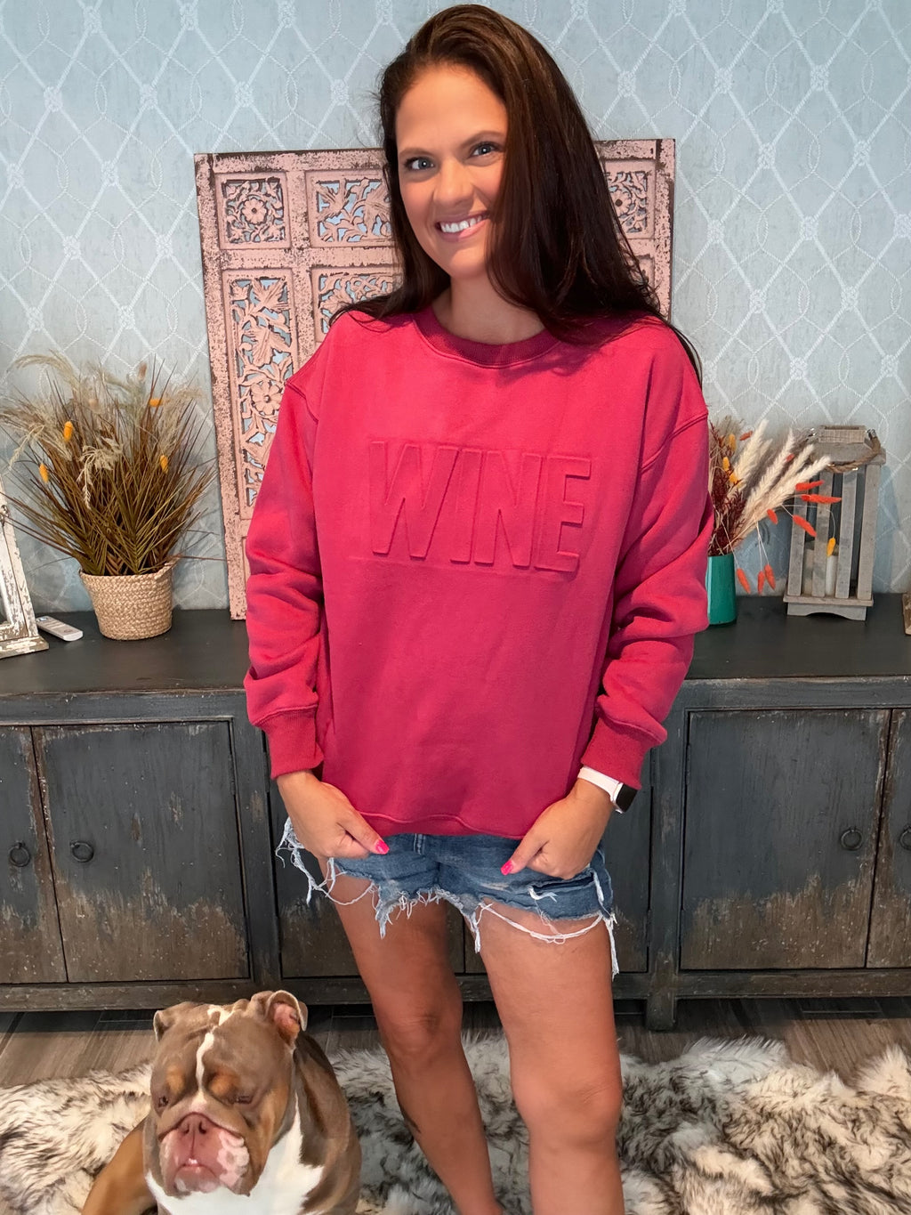 Wine Embossed Sweatshirt by Jess Lea - BFF Here