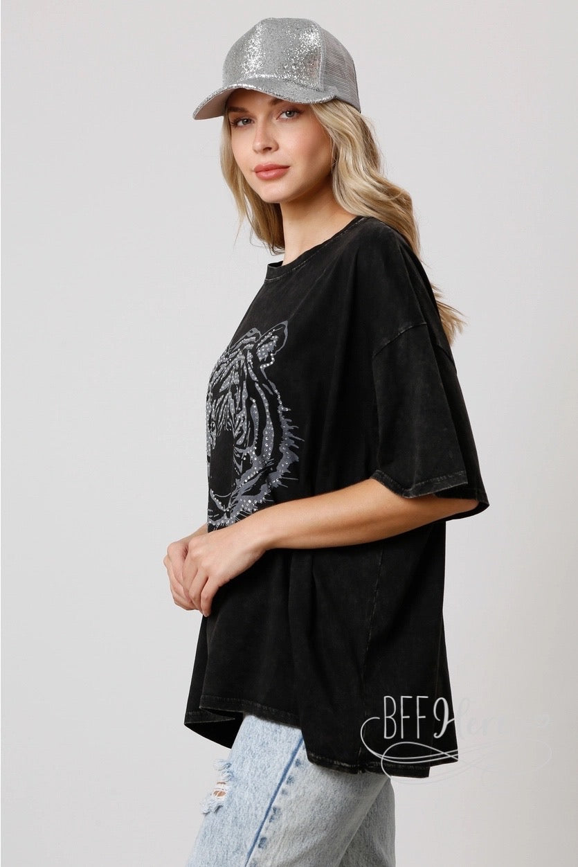 Fierce Feline: Tiger Face Loose Fit Top / (Ships Middle of January) - BFF Here