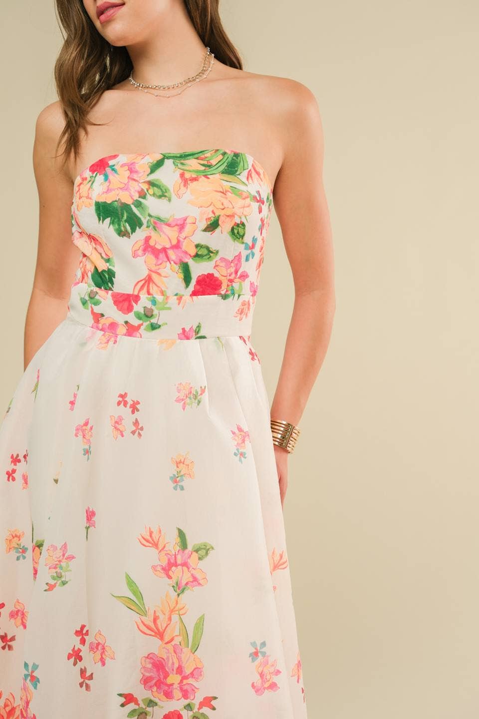 Chic Floral Strapless Sundress with Pockets - BFF Here