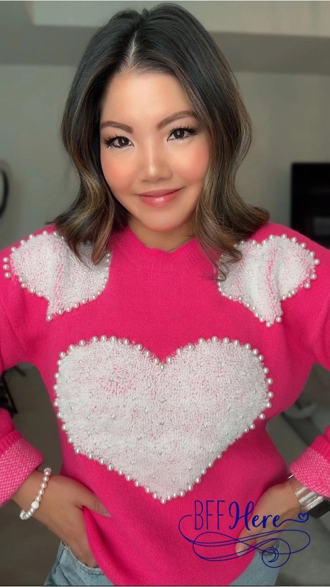 Radiant Romance: Pearl Heart Sweater - BFF Here