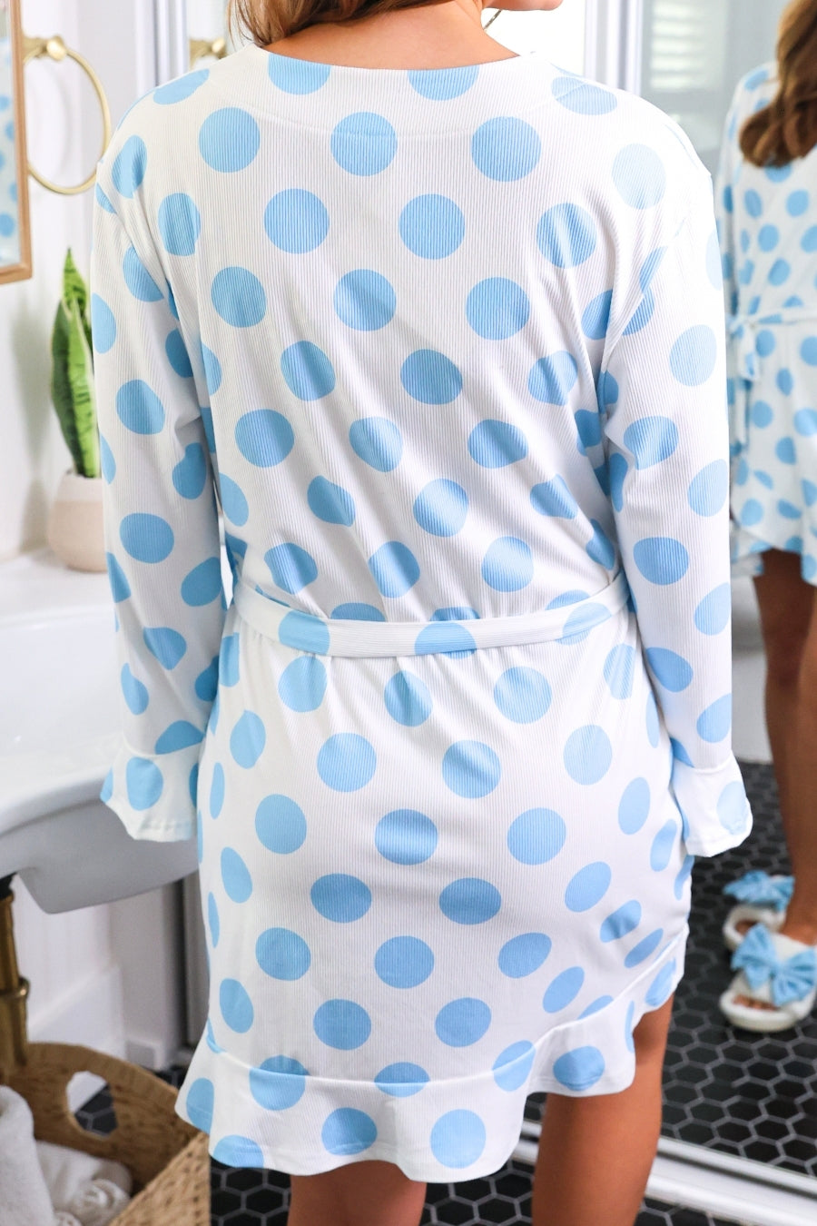 PREORDER: Almost Ready Ribbed Robe by Jess Lea / Light Blue Dotty Darling (ETA: March) - BFF Here