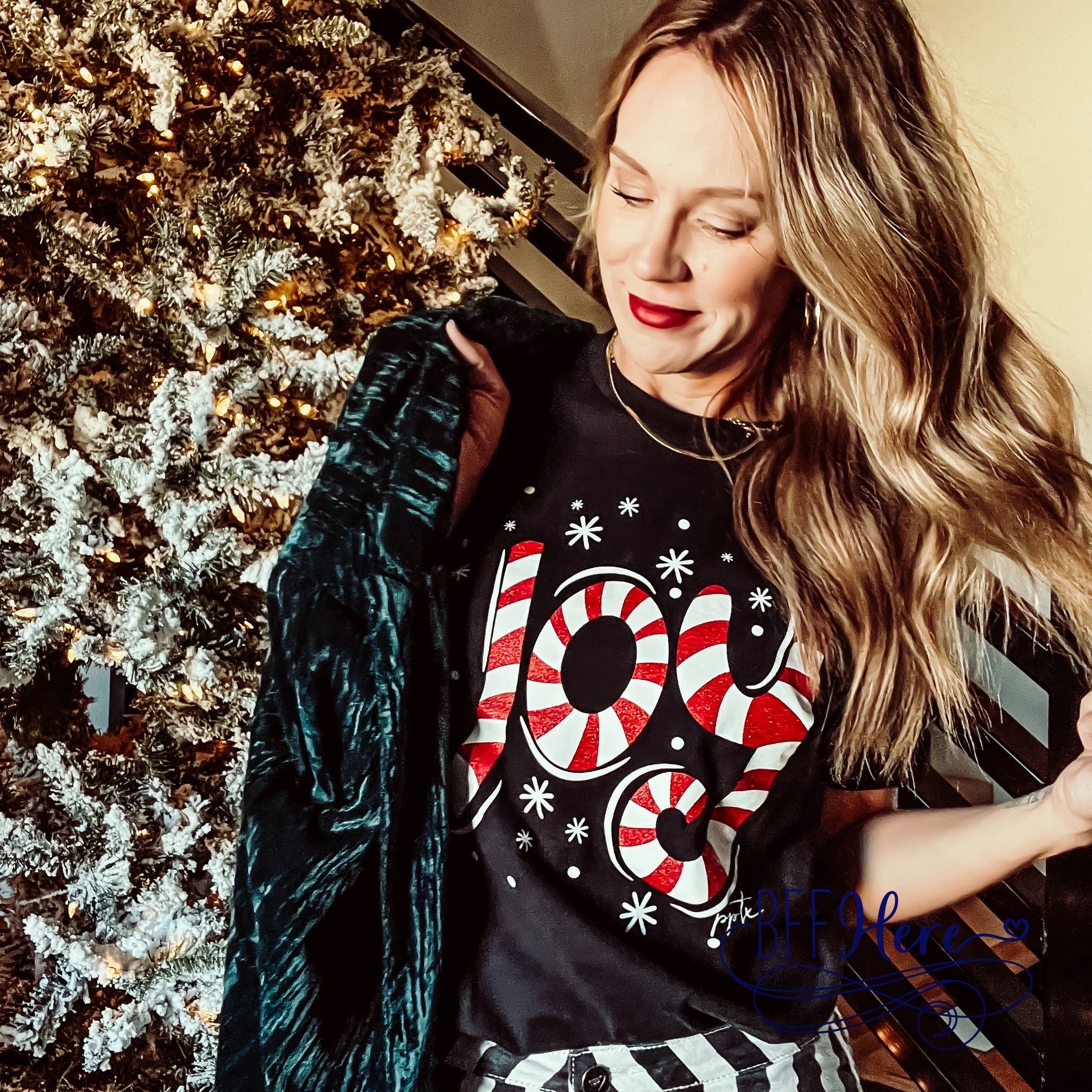 Striped Joy Tee: A Candy Cane Twist - BFF Here