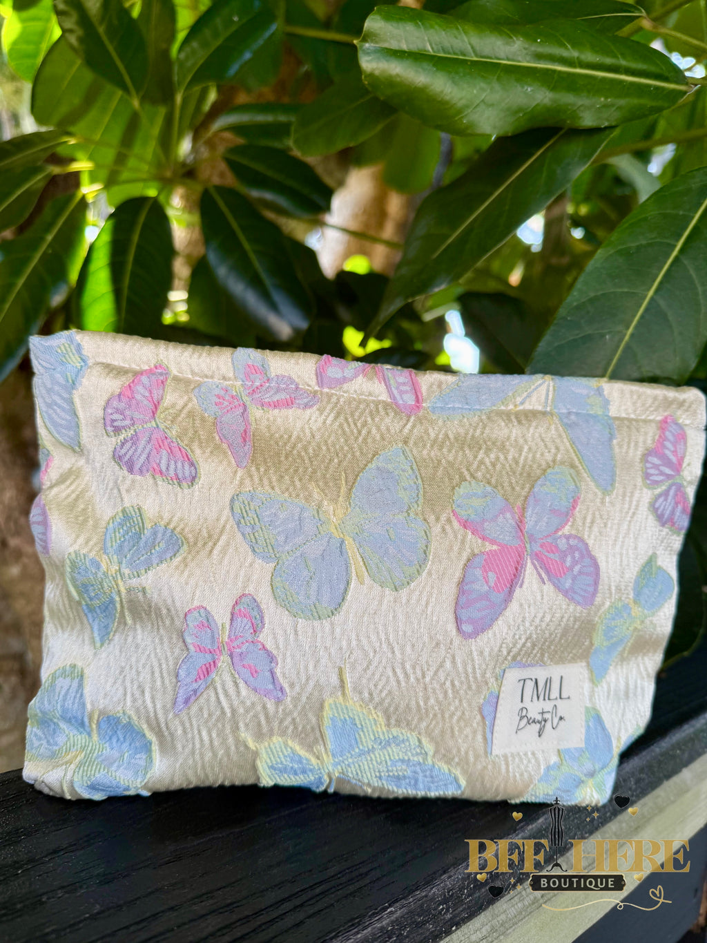 Brocade Makeup Bag - Pastel Butterflies by TMLL Beauty - BFF Here