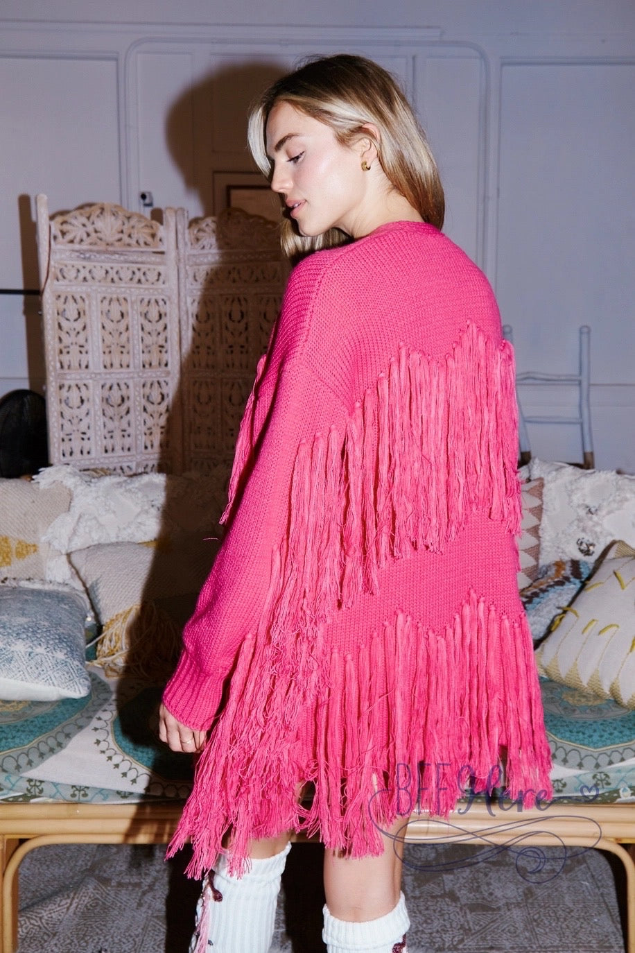 Colorful Cascade: The Fringe Cardigan / Choice of Color - BFF Here