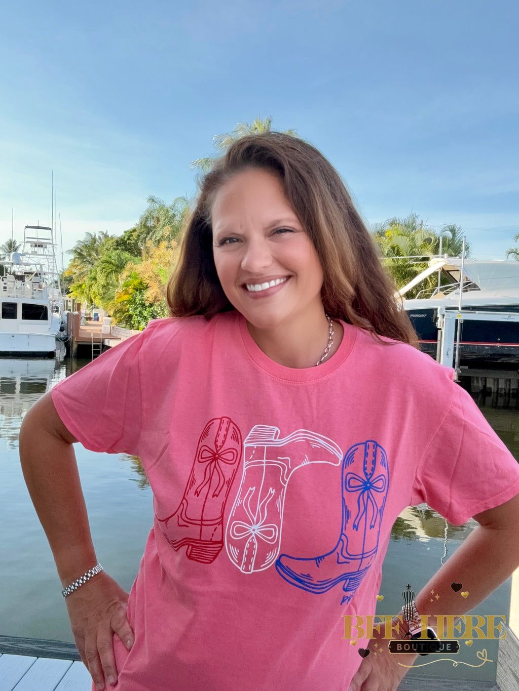 Red, White & Boots Tee - BFF Here