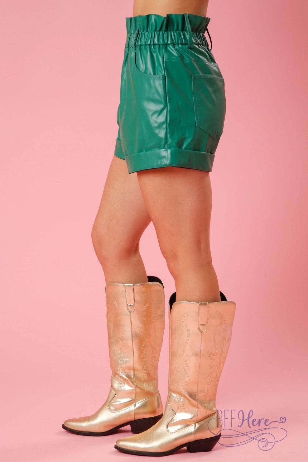 Chic Faux Leather Paper Bag Shorts: Elevate Your Style / Choice of Color - BFF Here